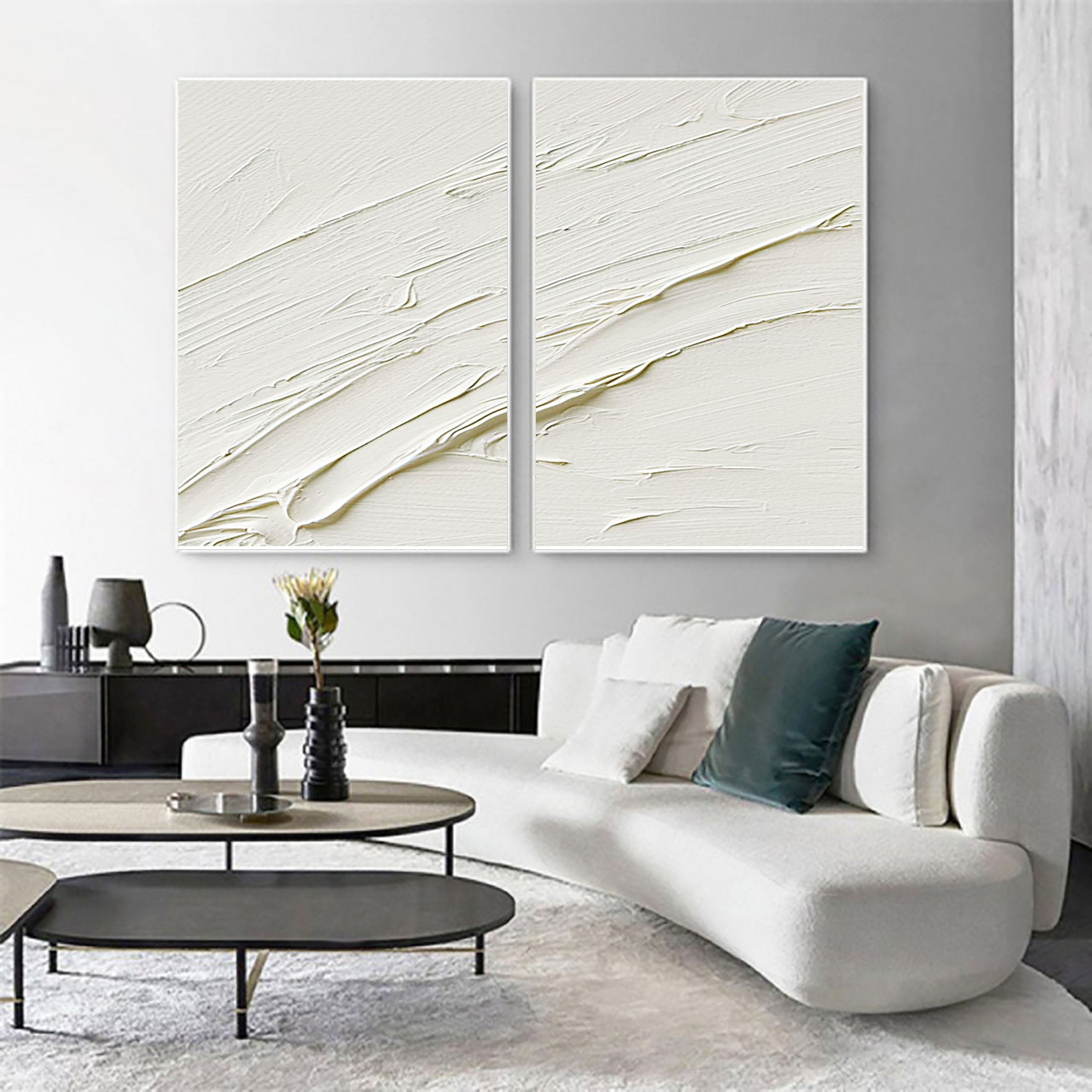 Plaster Art Minimalist Textured Painting Set of 2 #MM088