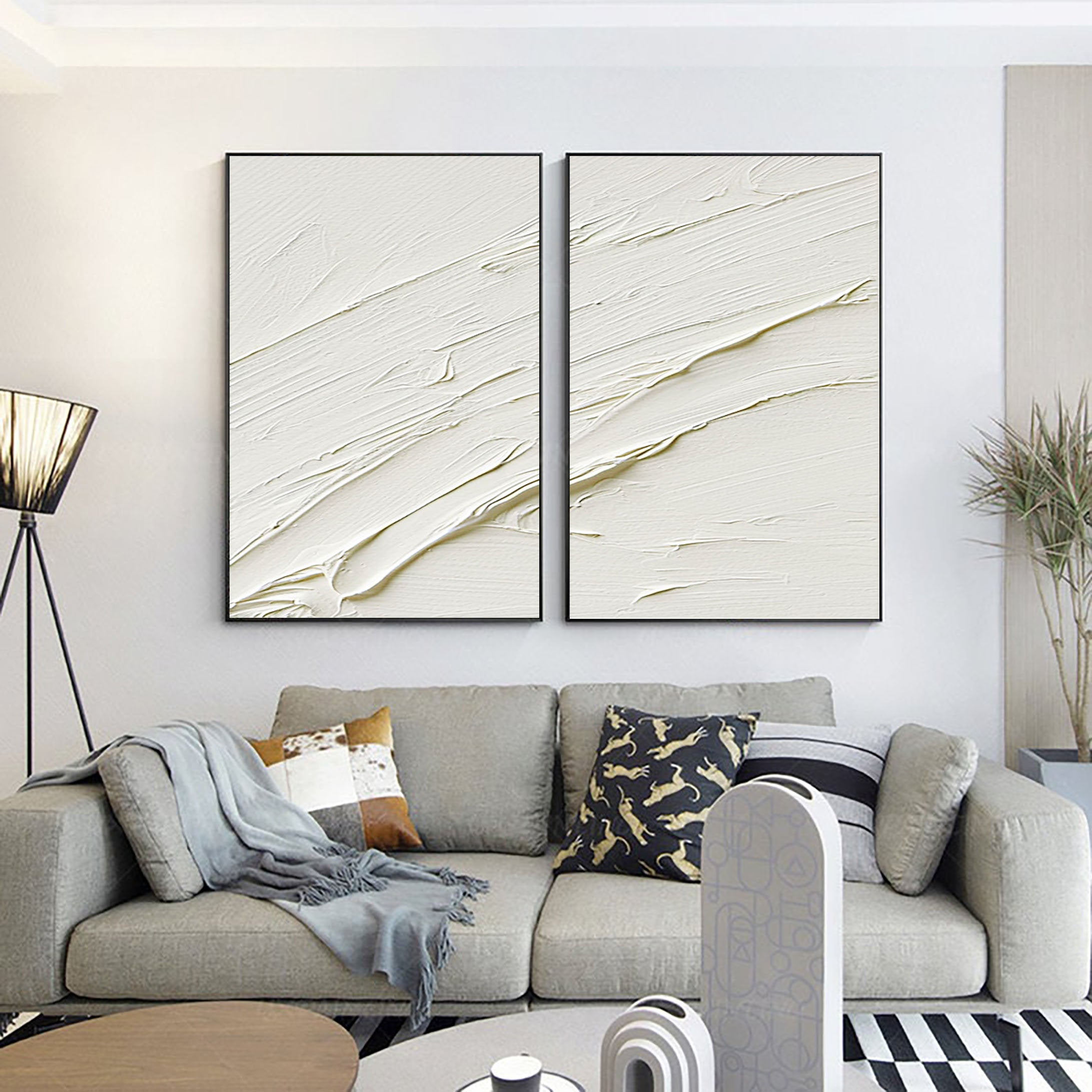 Plaster Art Minimalist Textured Painting Set of 2 #MM088