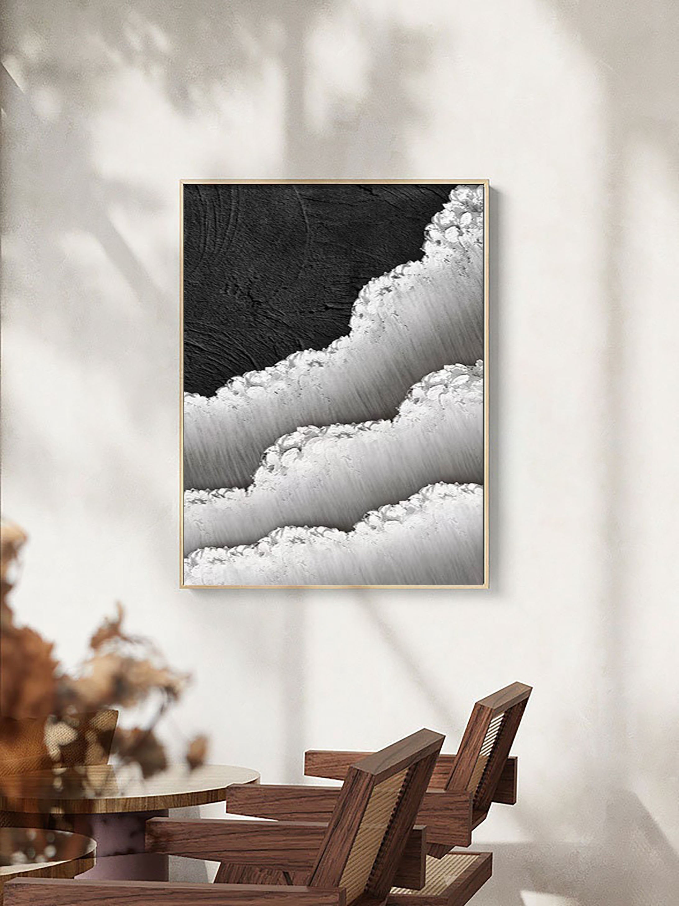 Black White Textured Minimalist Wall Art #MZ046
