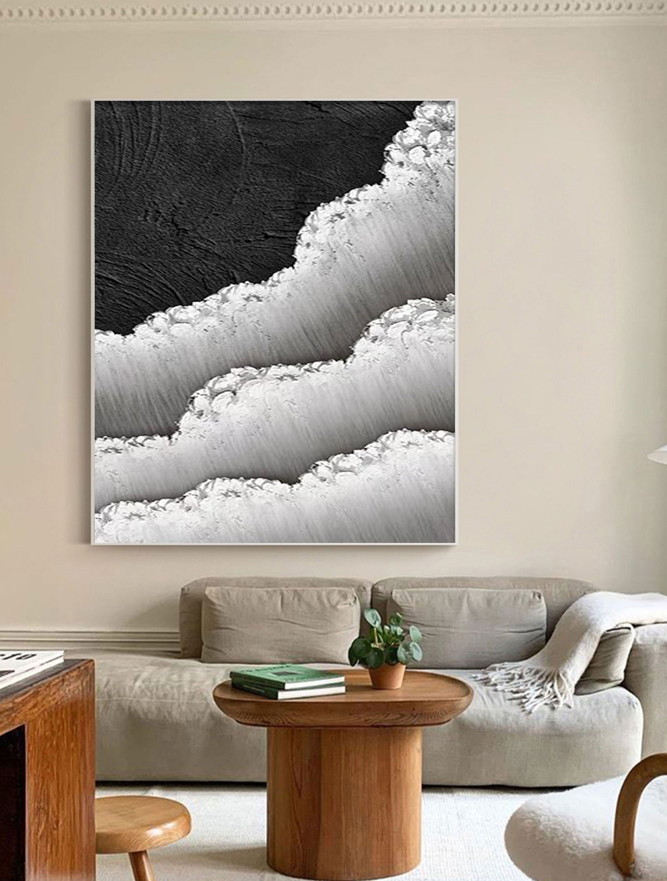 Black White Textured Minimalist Wall Art #MZ046