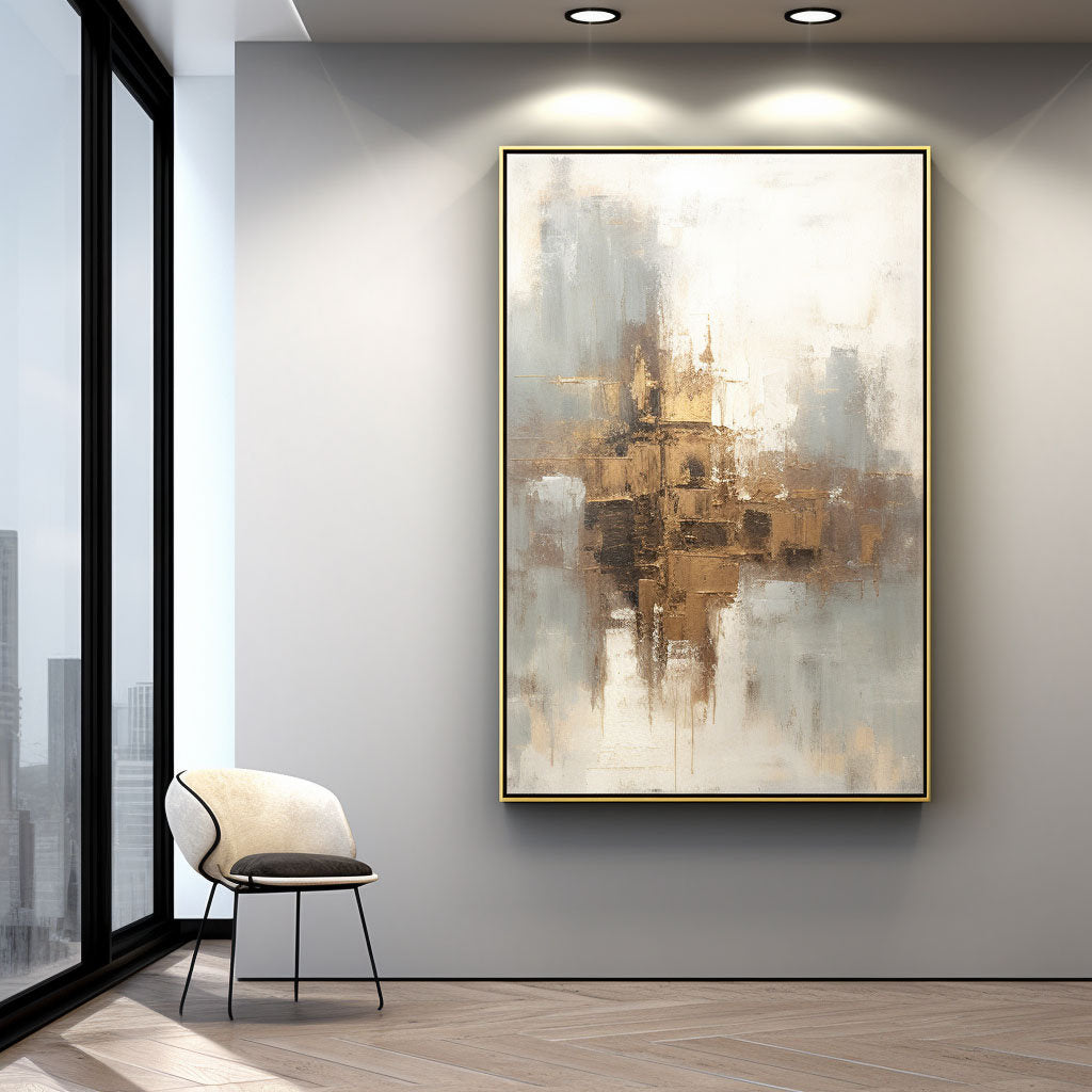 Wabi Sabi Black Beige Abstract Wall Decor Painting on Canvas #AB 078