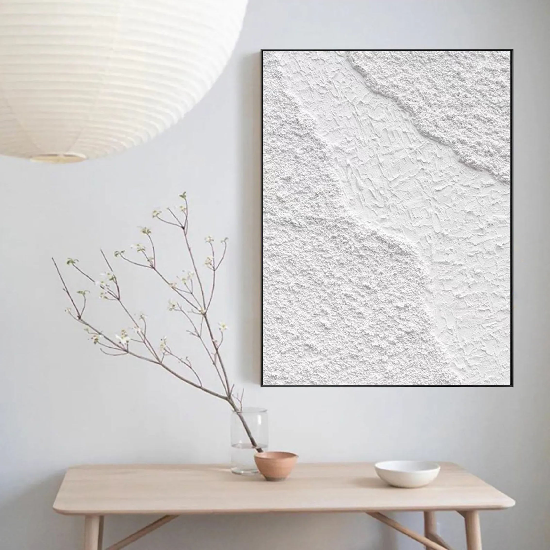 White Minimalist Textured Painting Canvas #MM096