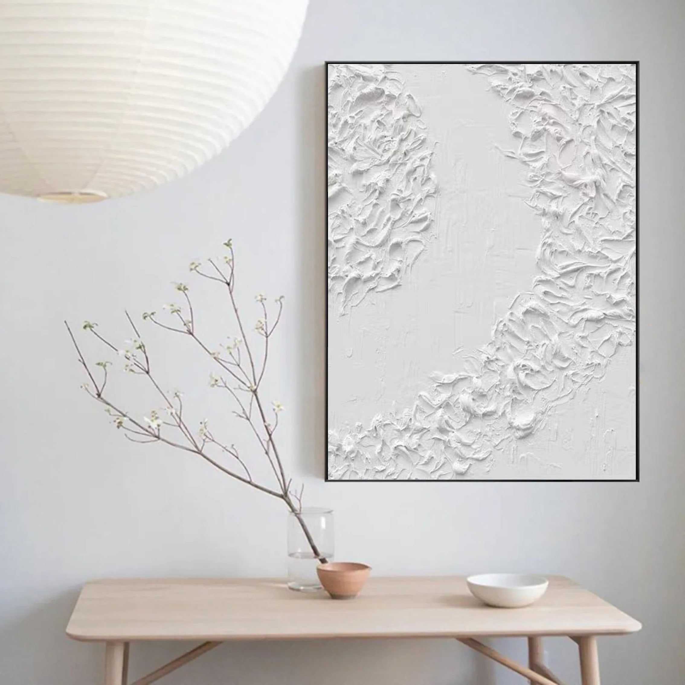 White Minimalist Textured Painting Canvas #MM097