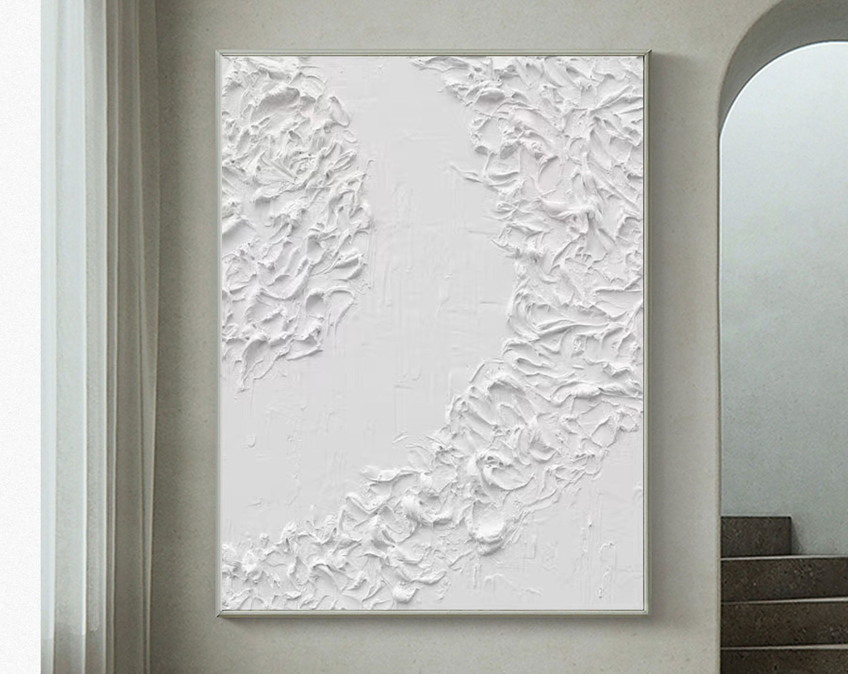 White Minimalist Textured Painting Canvas #MM097