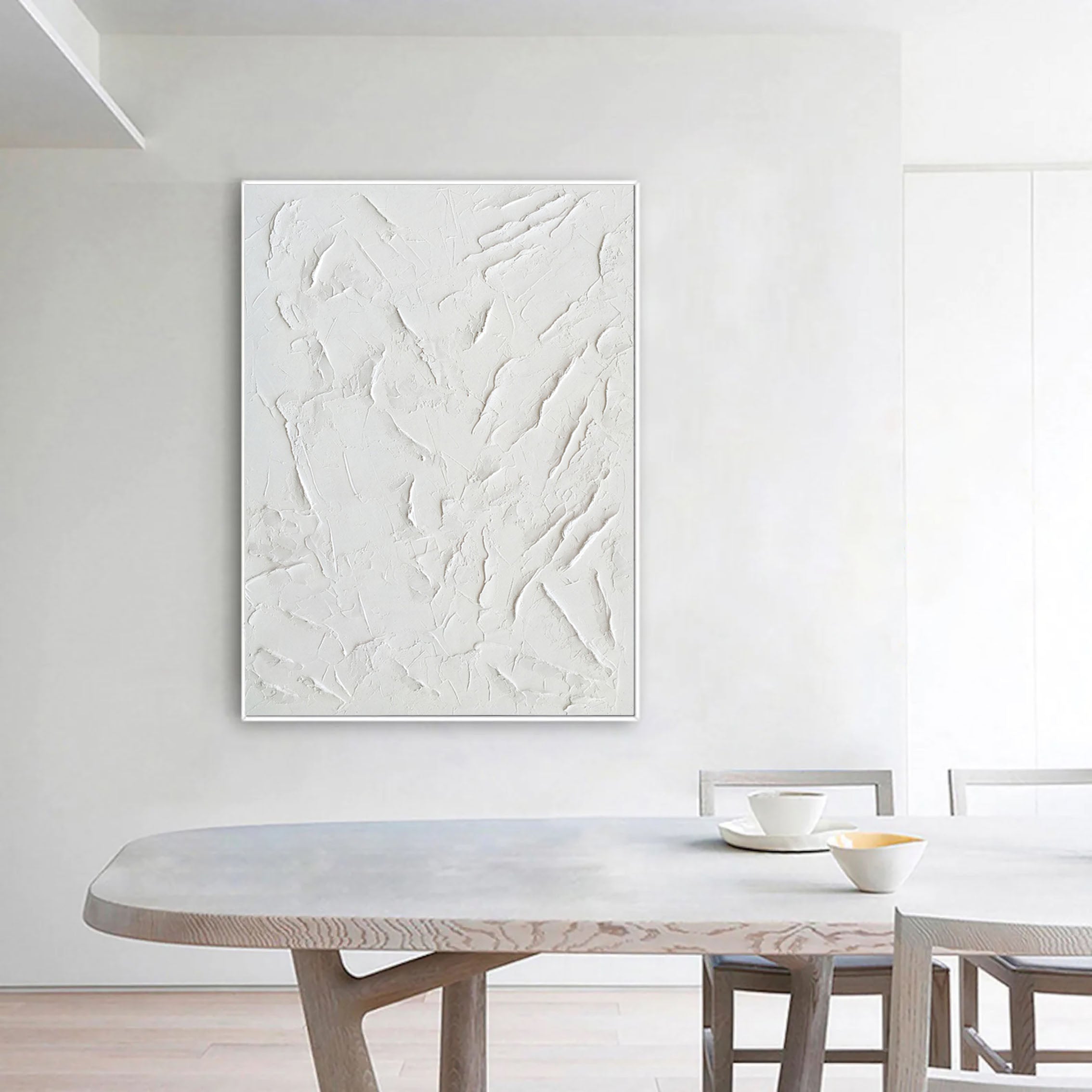 White Minimalist Textured Painting Canvas #MM072