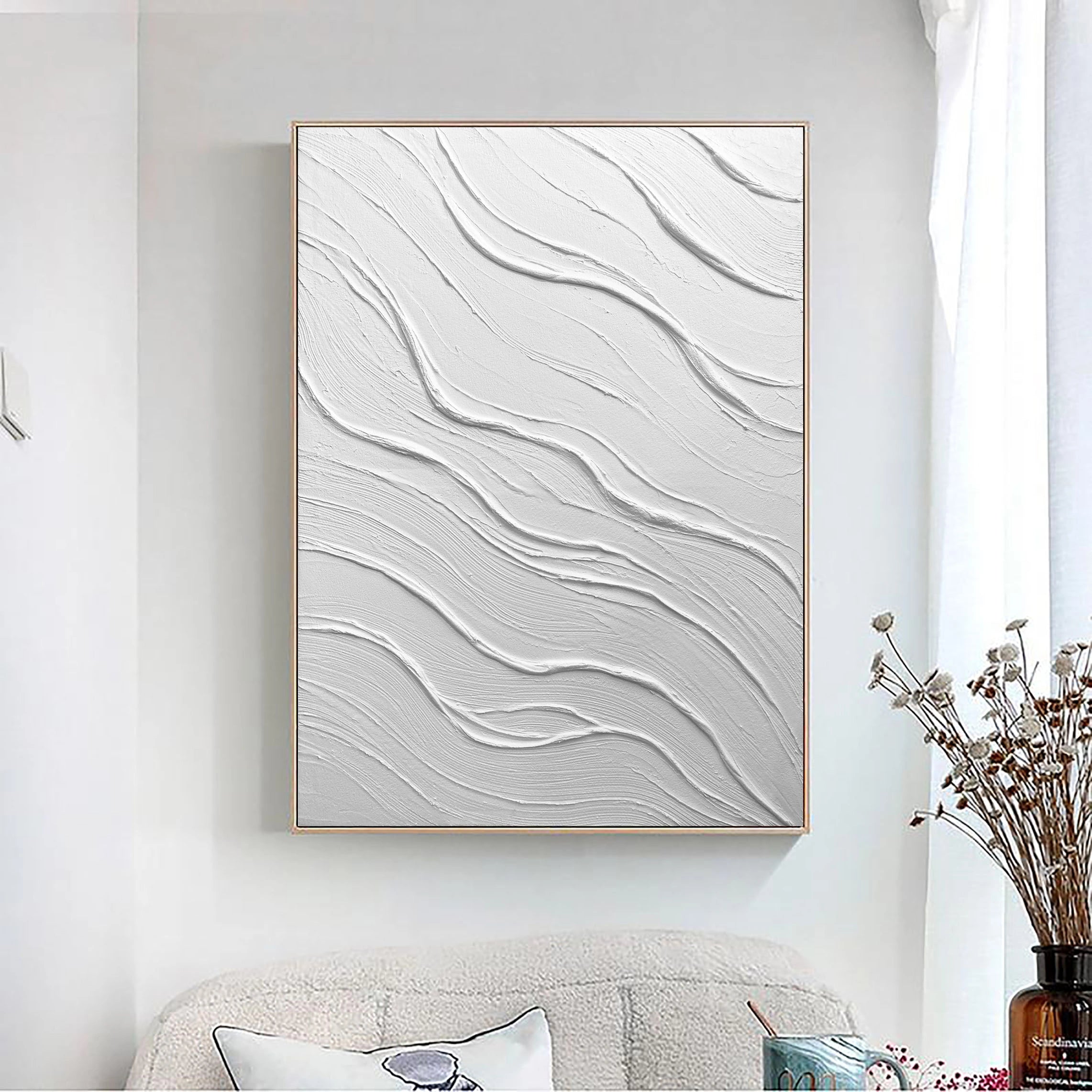 White Minimalist Textured Painting Canvas #MM015