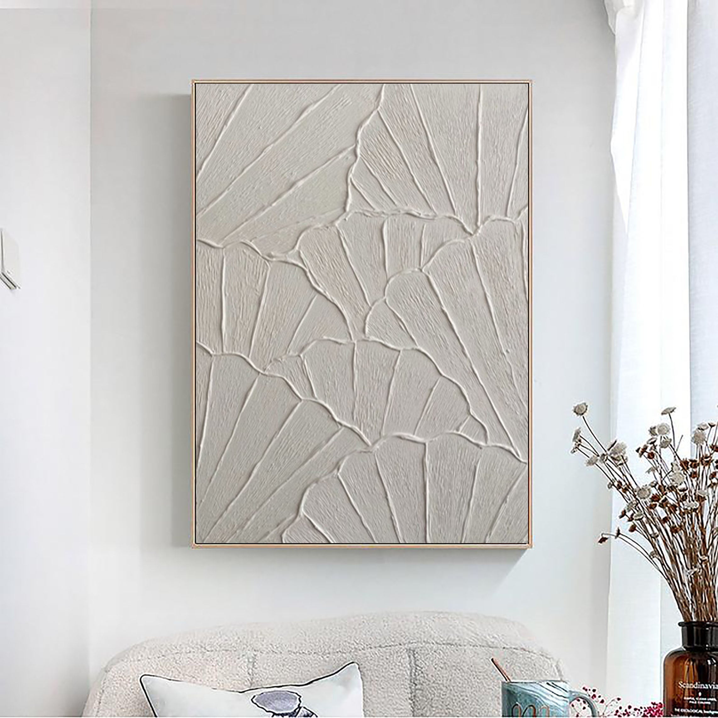 White Minimalist Textured Painting Canvas #MM075