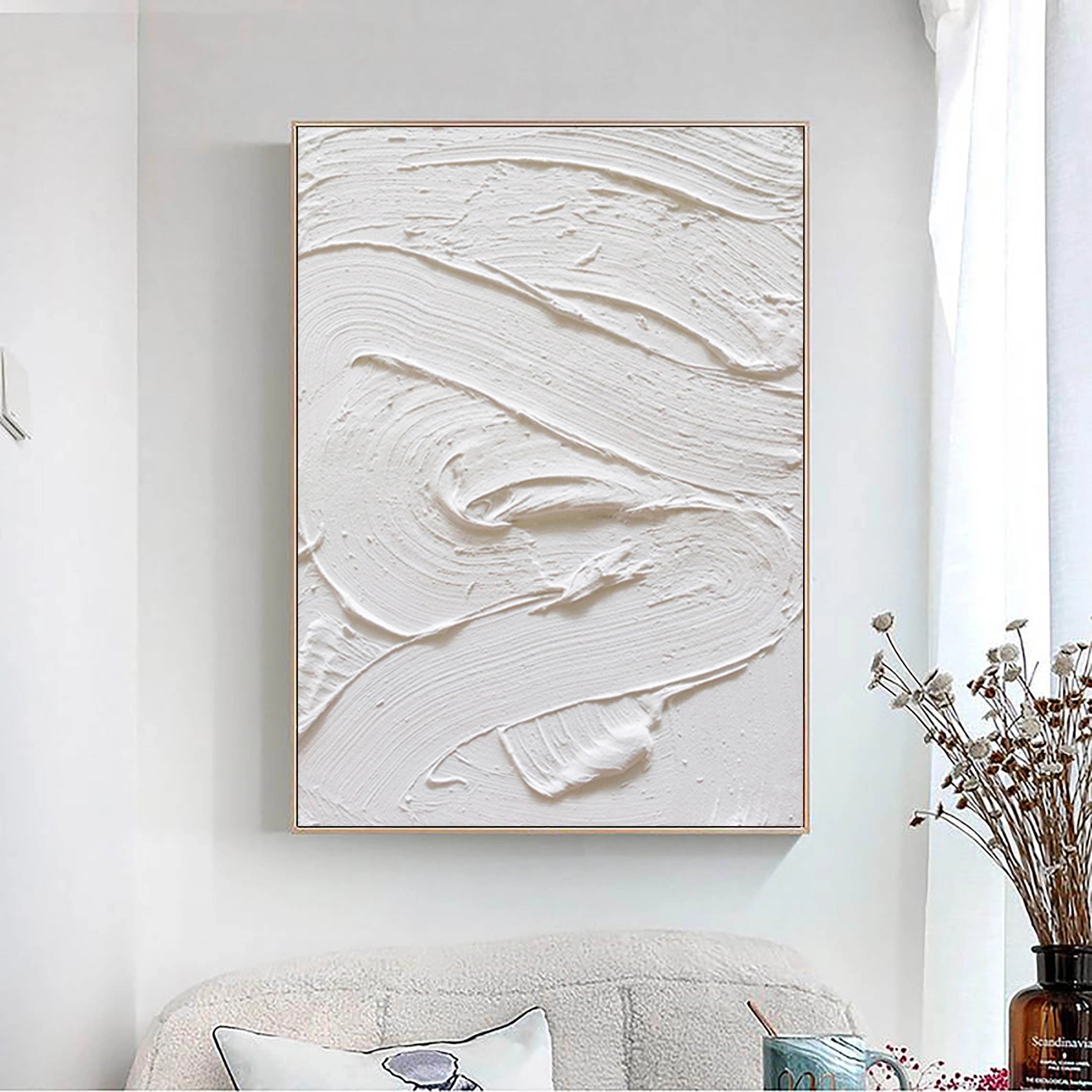 White Minimalist Textured Painting Canvas #MM005