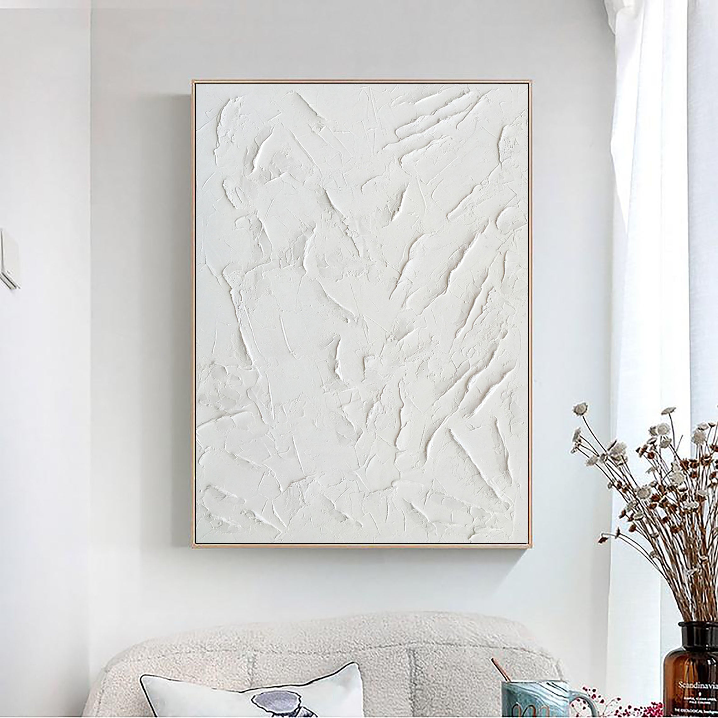 White Minimalist Textured Painting Canvas #MM072