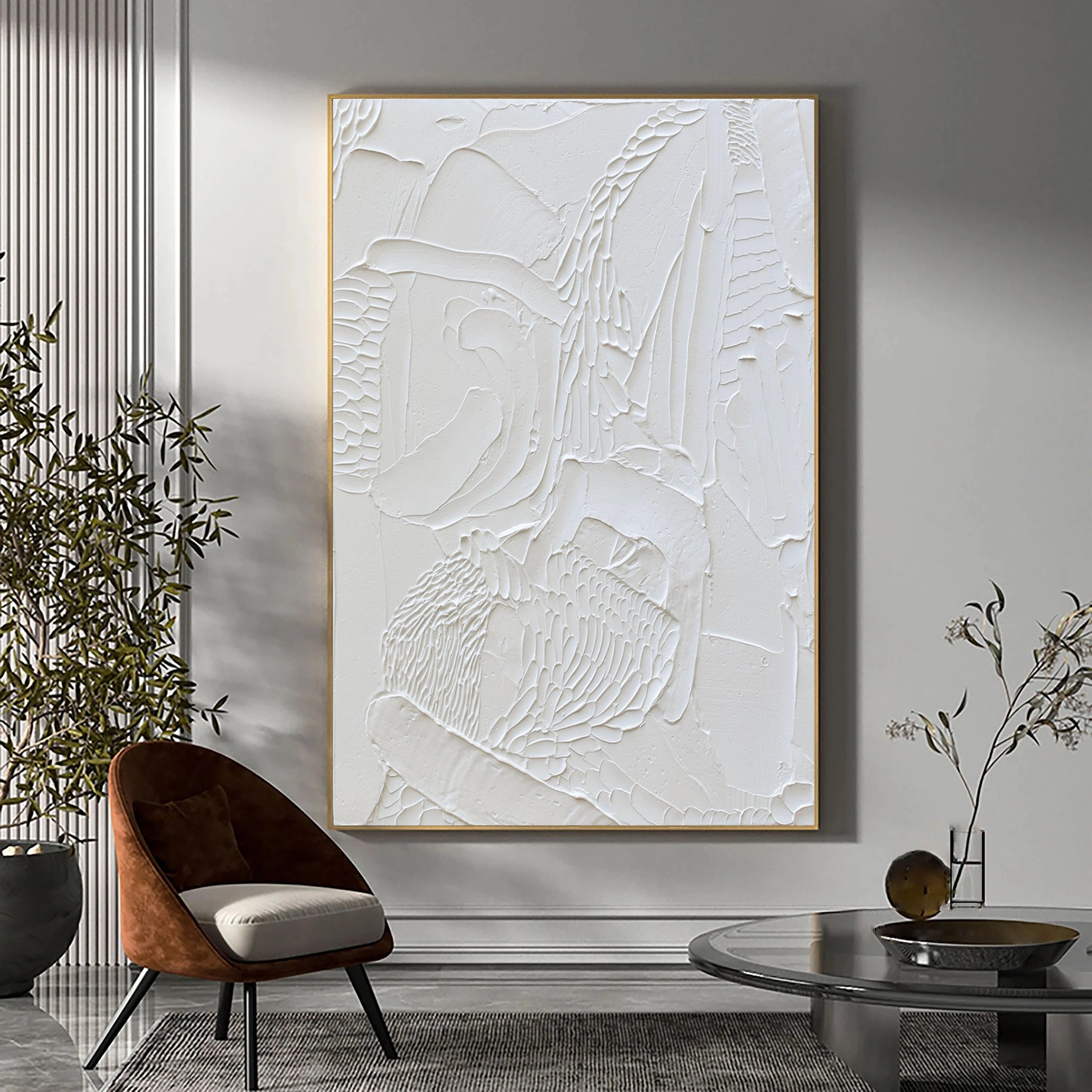Plaster Art Minimalist Textured Painting #MM012-Vertical