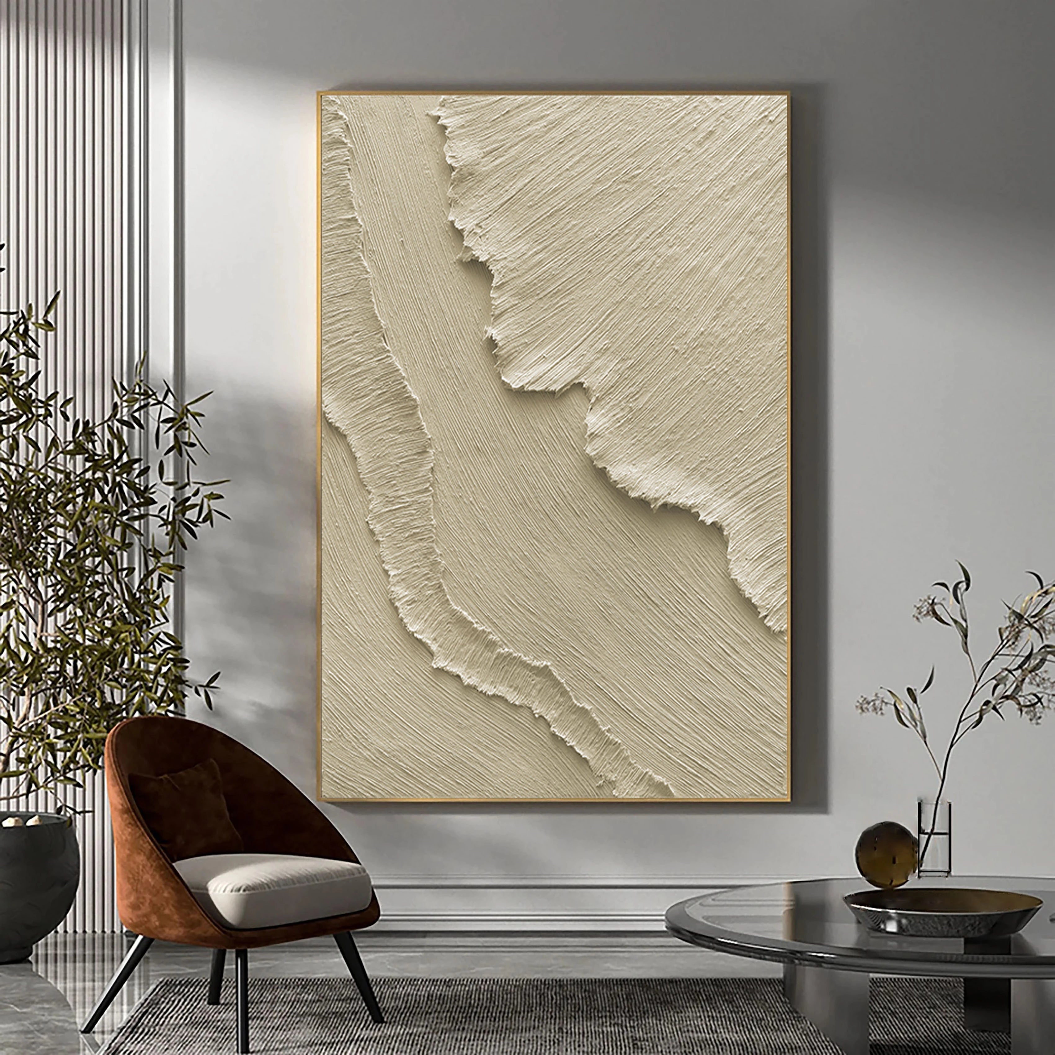 Beige Minimalist Textured Wall Art #MM034