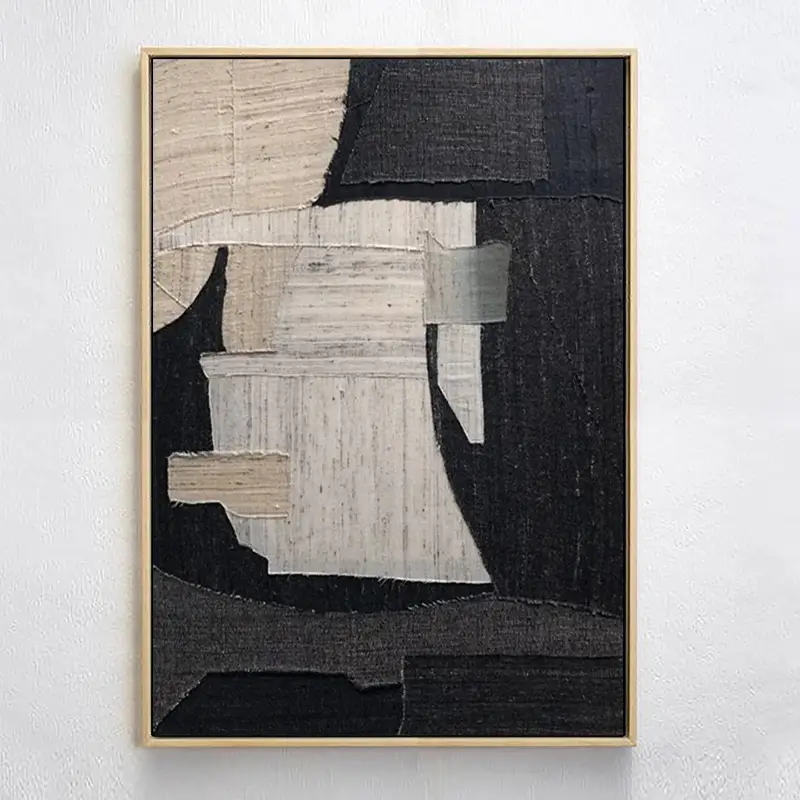 Wabi Sabi Wall Art Black Brown Abstract Painting Black Minimalist Wall ...