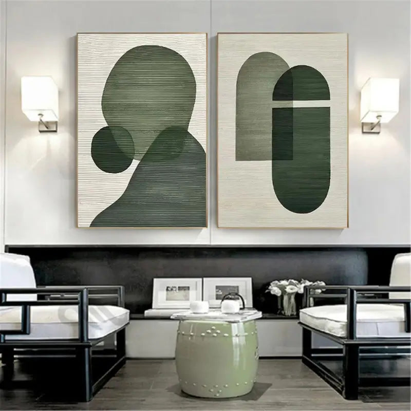 Set of 2 Turquoise Wabi Sabi Textured Abstract Painting #WS020