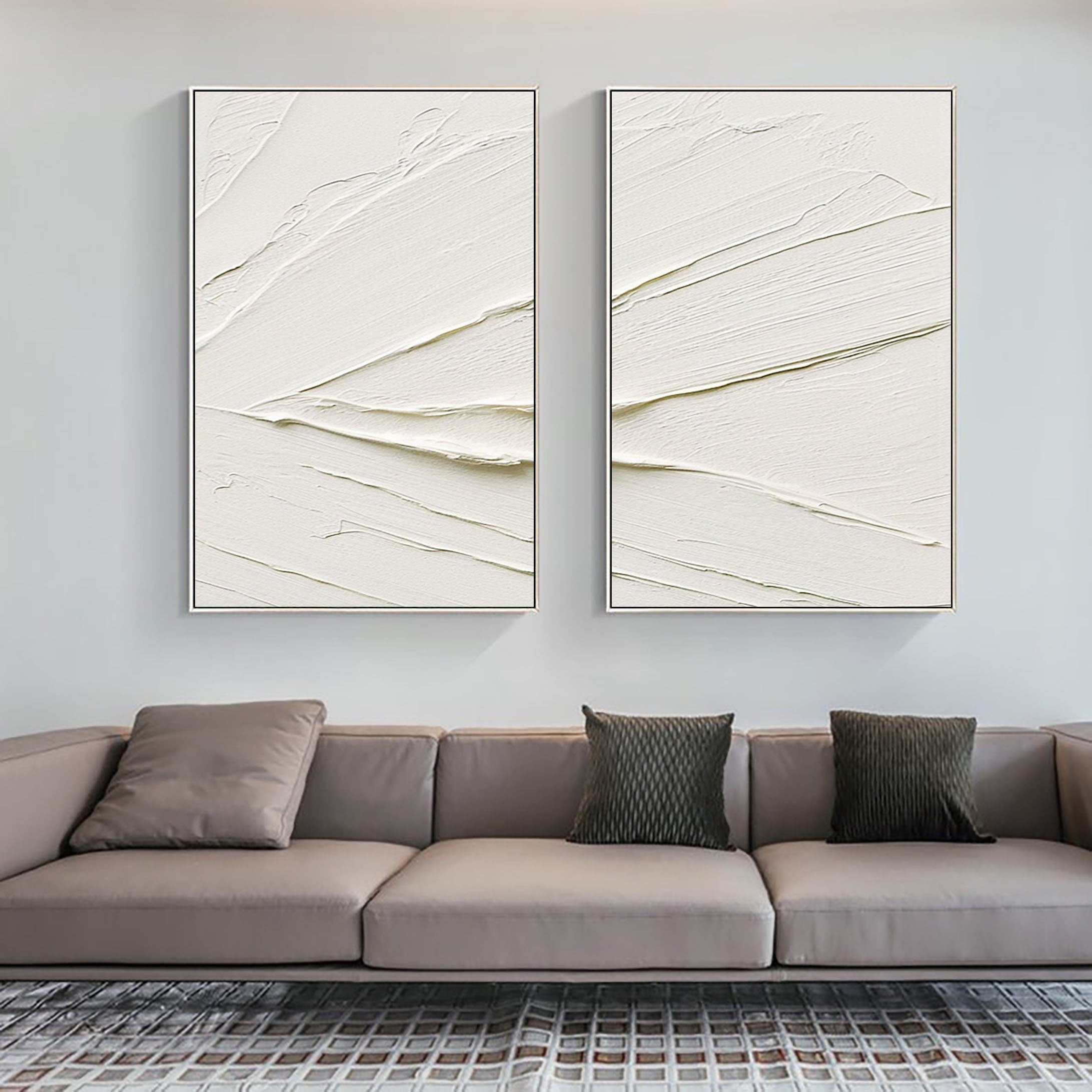 Plaster Art Minimalist Textured Paintings Set of 2 #MM078