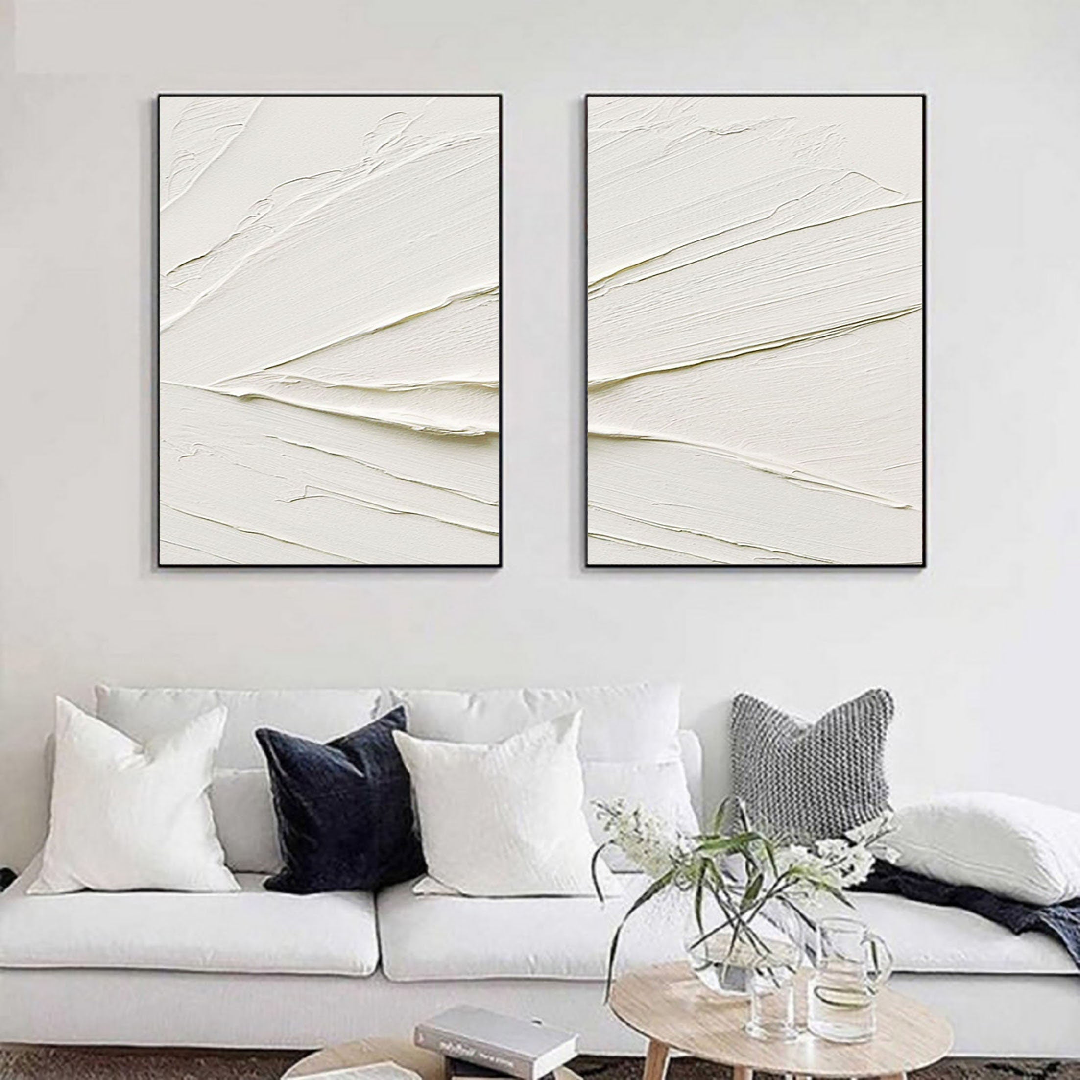 Plaster Art Minimalist Textured Paintings Set of 2 #MM078
