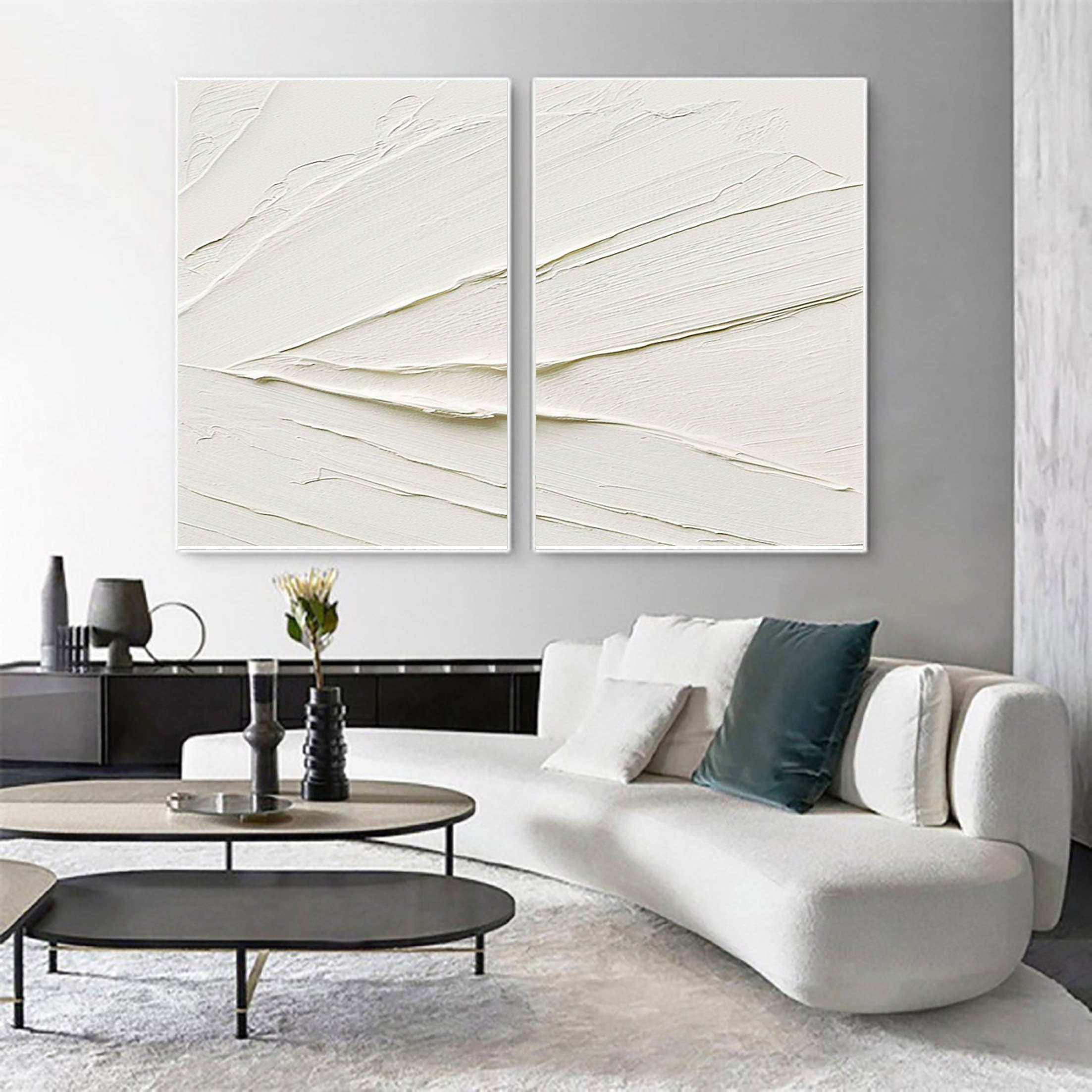Plaster Art Minimalist Textured Paintings Set of 2 #MM078