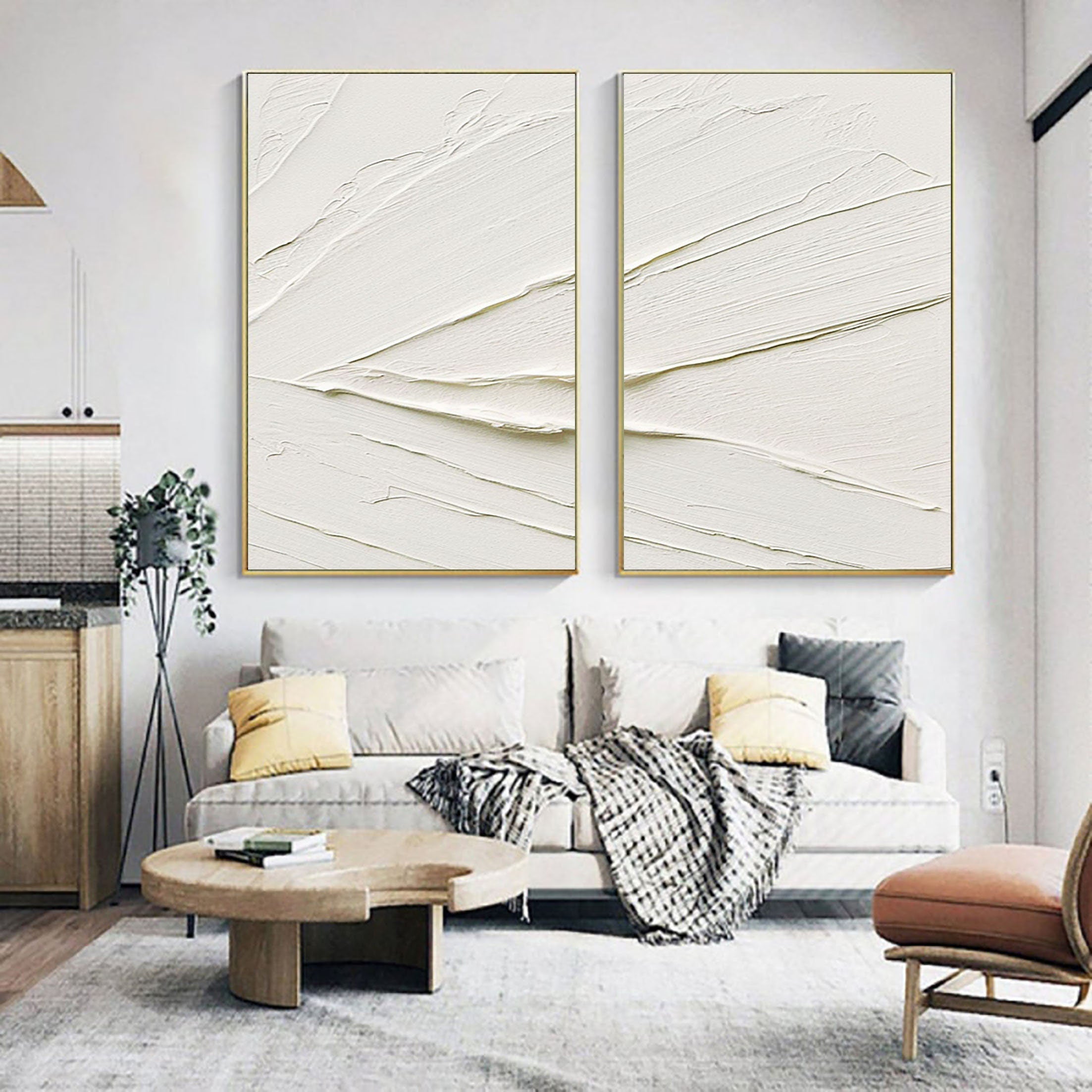 Plaster Art Minimalist Textured Paintings Set of 2 #MM078
