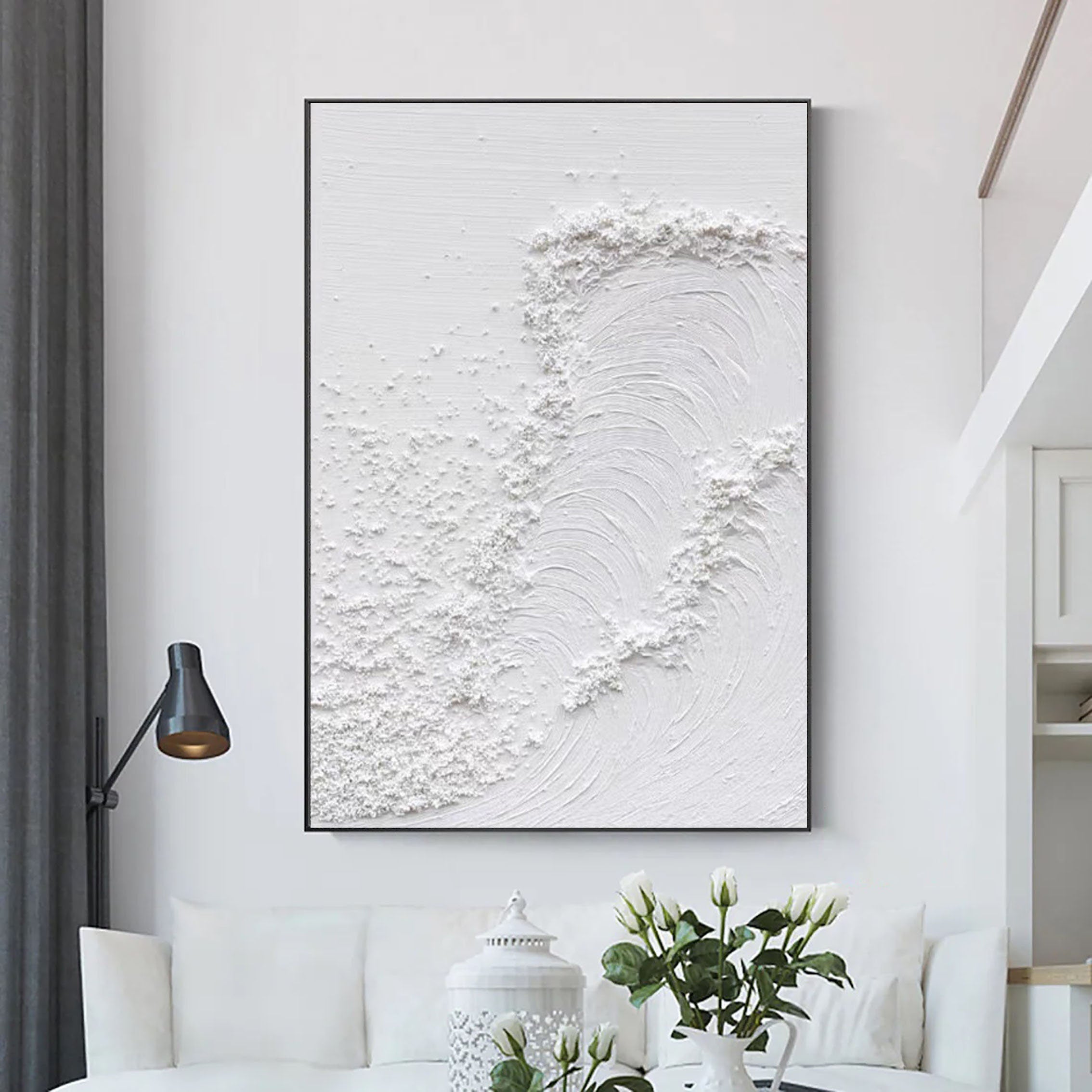 White Minimalist Textured Painting Canvas #MM081