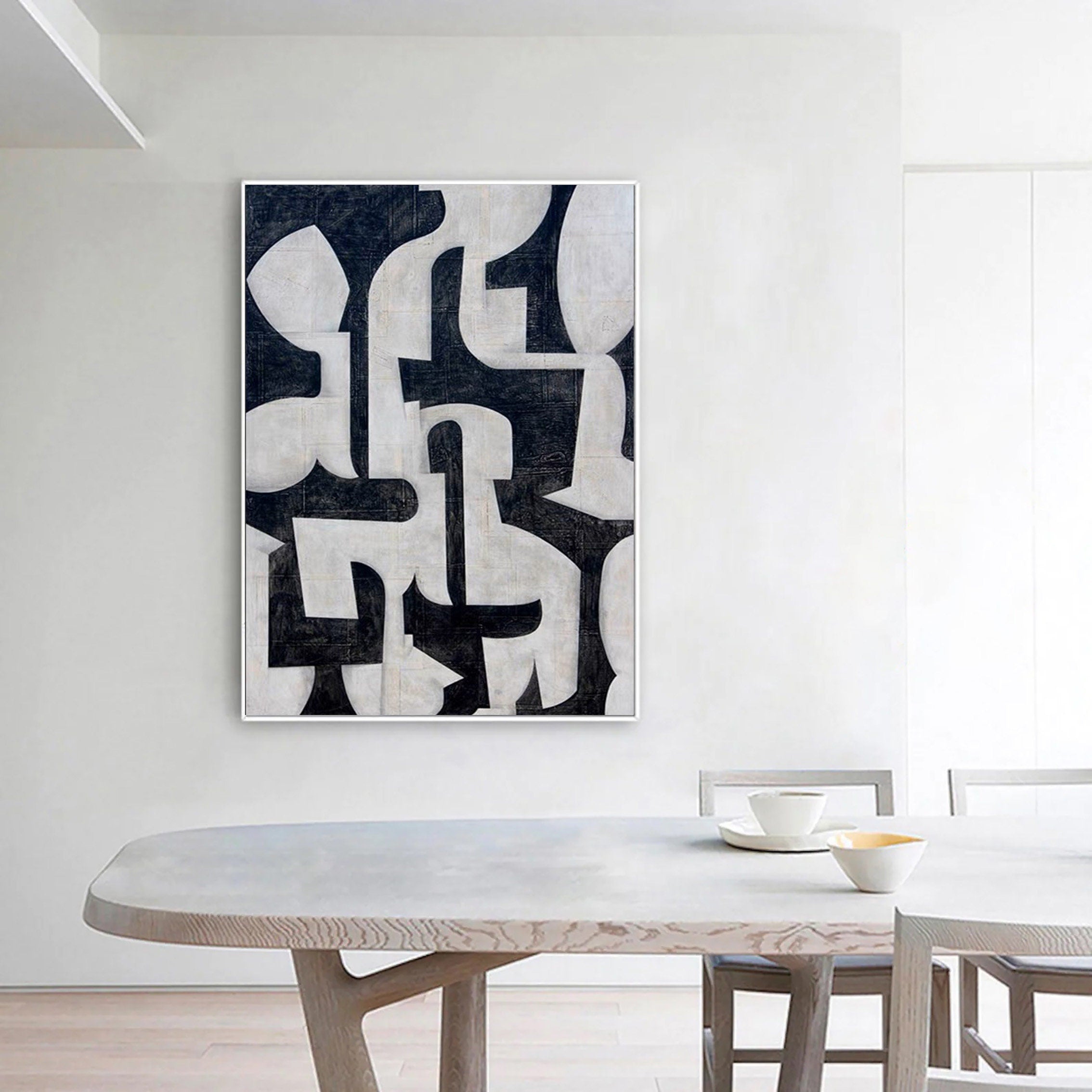 Beige Black Minimalist Abstract Wall Art #MZ037