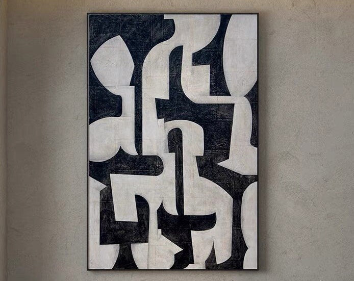 Beige Black Minimalist Abstract Wall Art #MZ037
