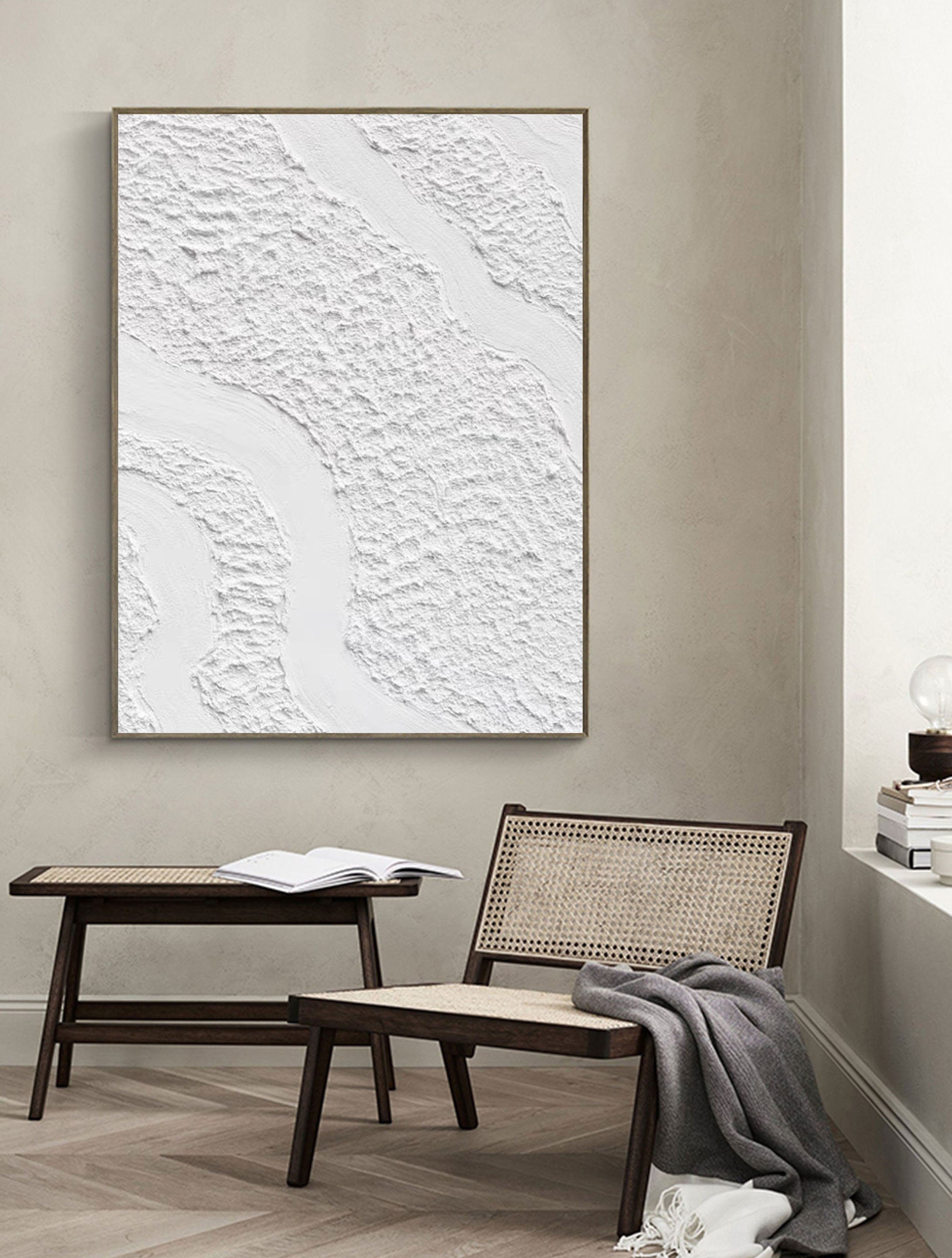White Minimalist Textured Painting Canvas #MM082