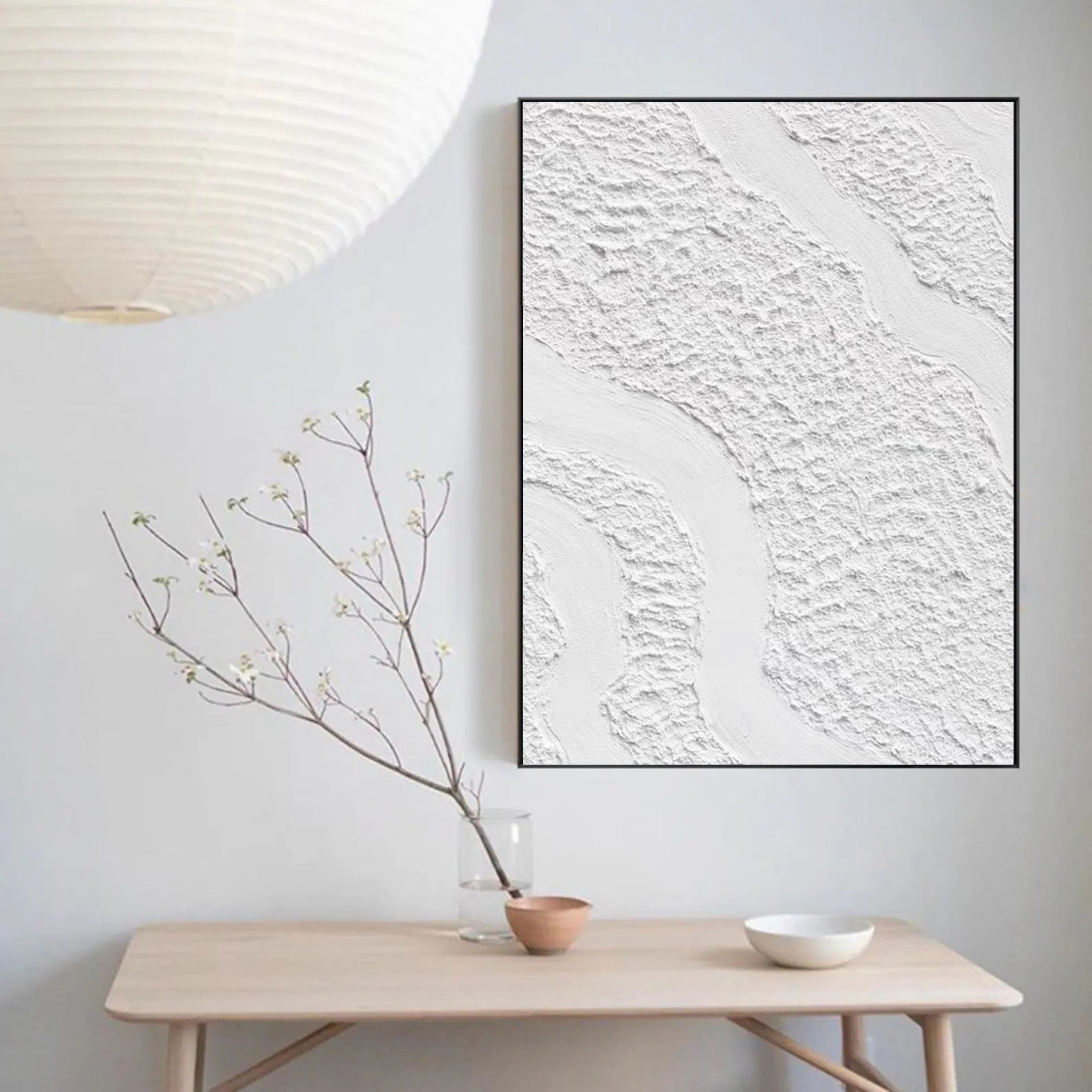 White Minimalist Textured Painting Canvas #MM082