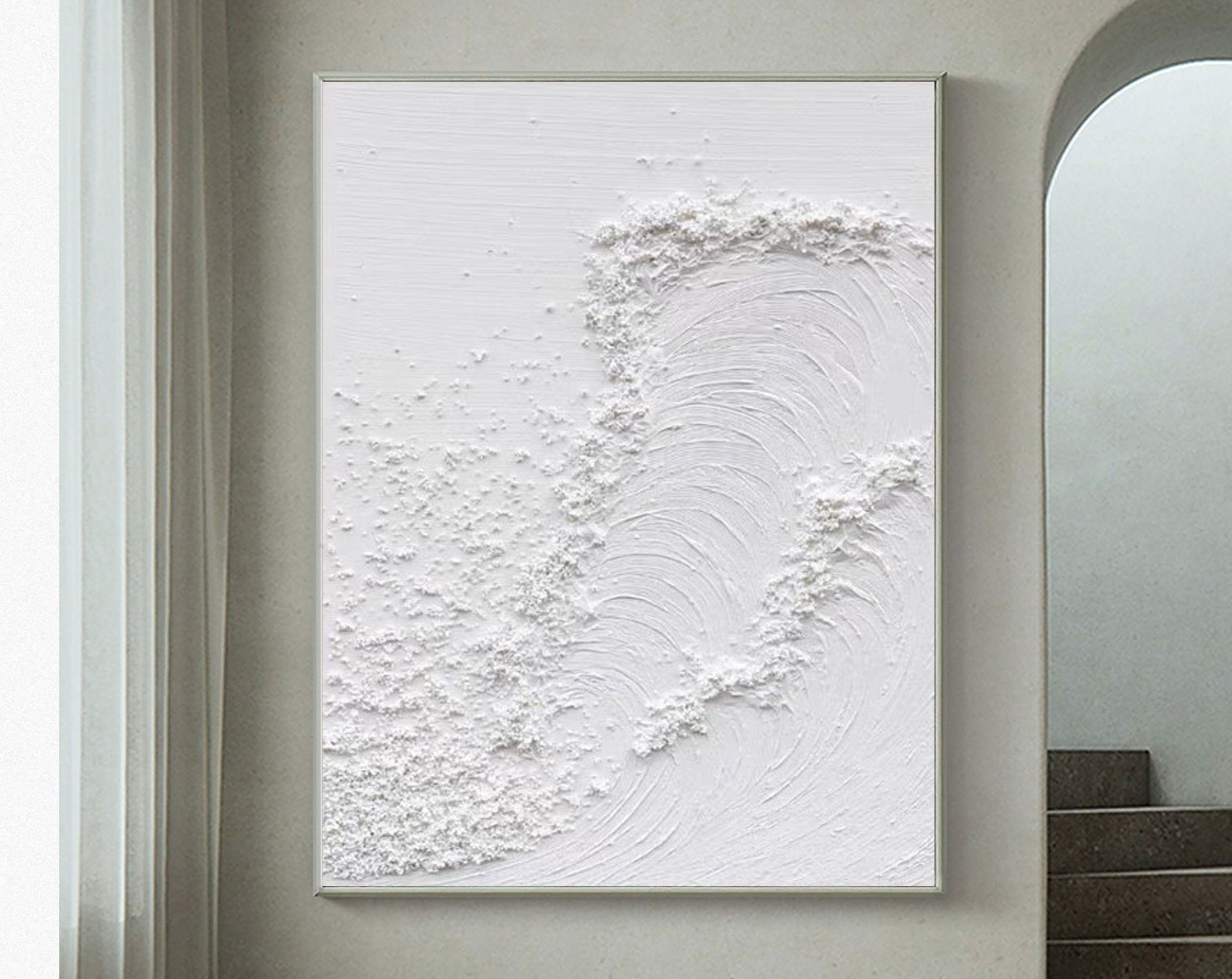 White Minimalist Textured Painting Canvas #MM081
