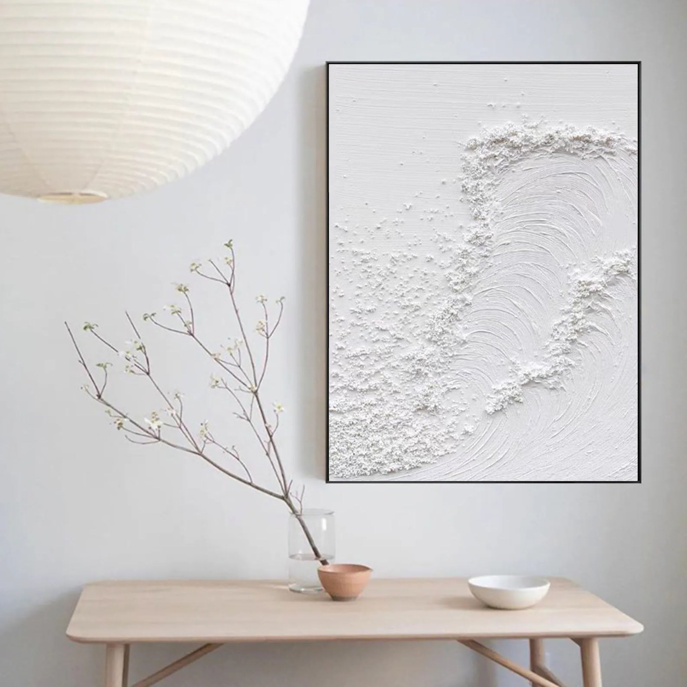 White Minimalist Textured Painting Canvas #MM081