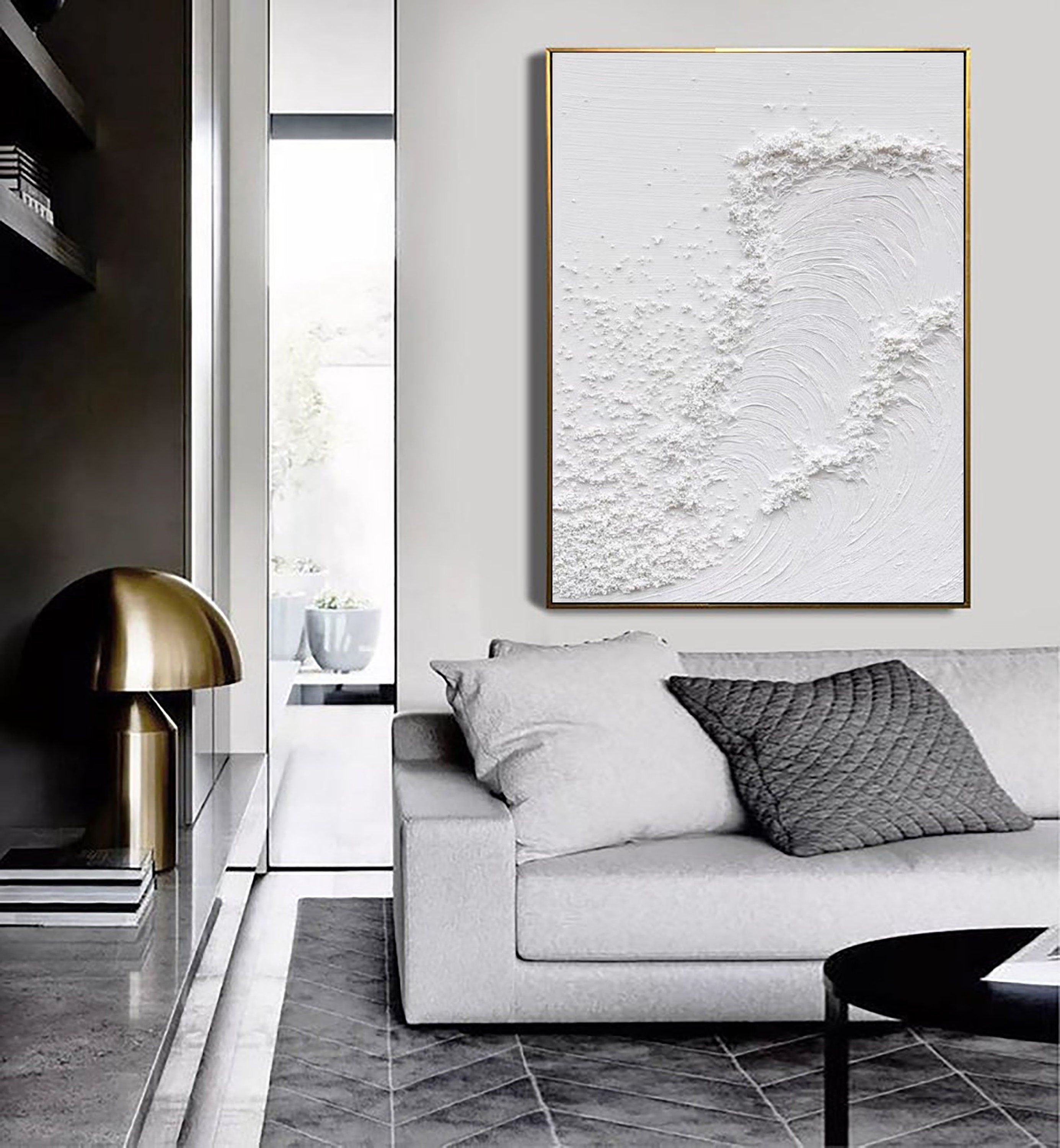 White Minimalist Textured Painting Canvas #MM081