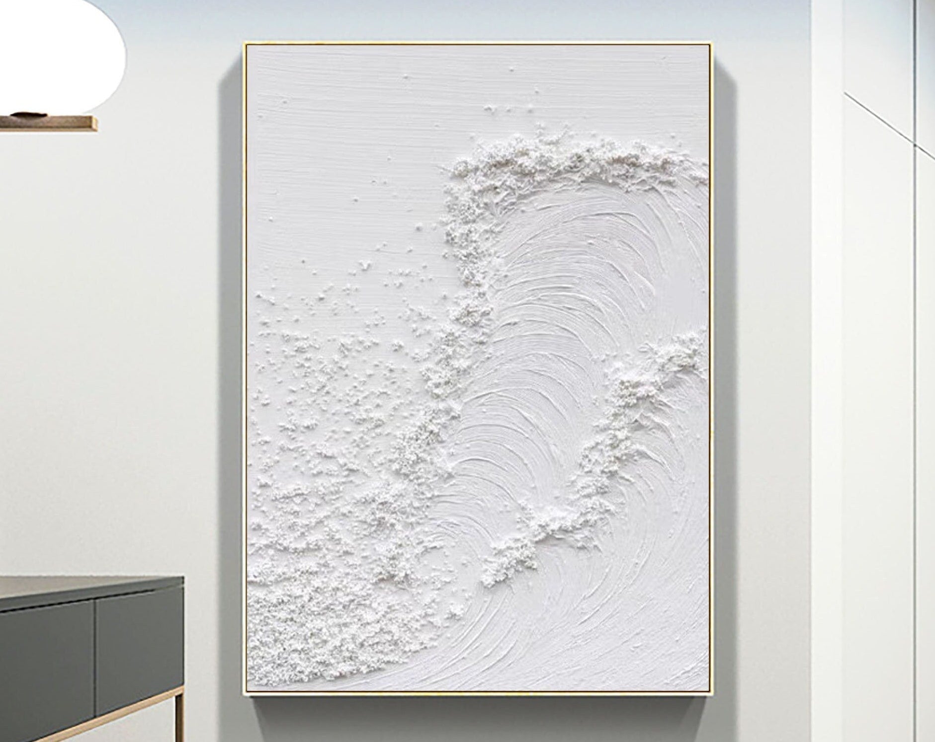 White Minimalist Textured Painting Canvas #MM081