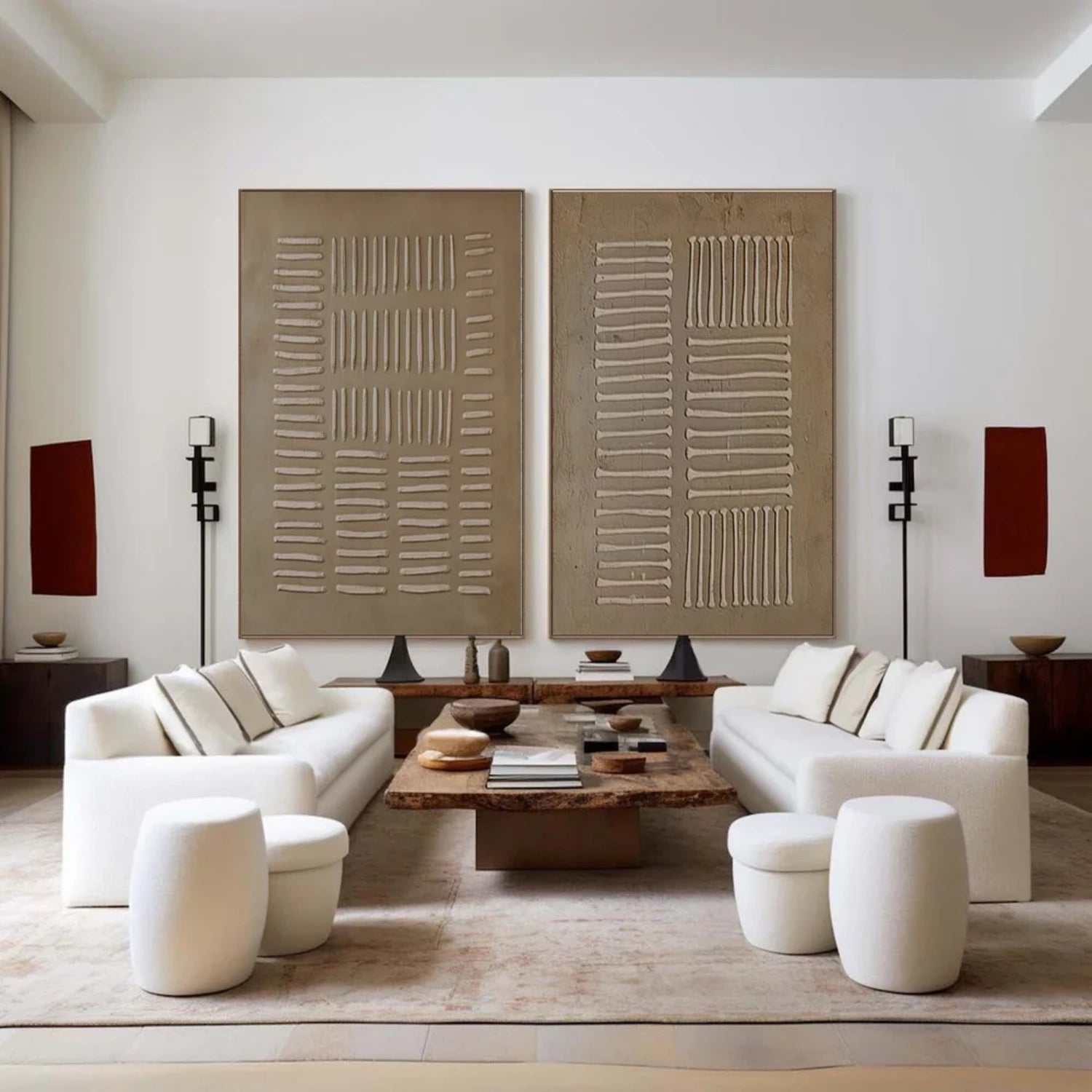 Beige & Brown Abstract Set of 2 #BB153