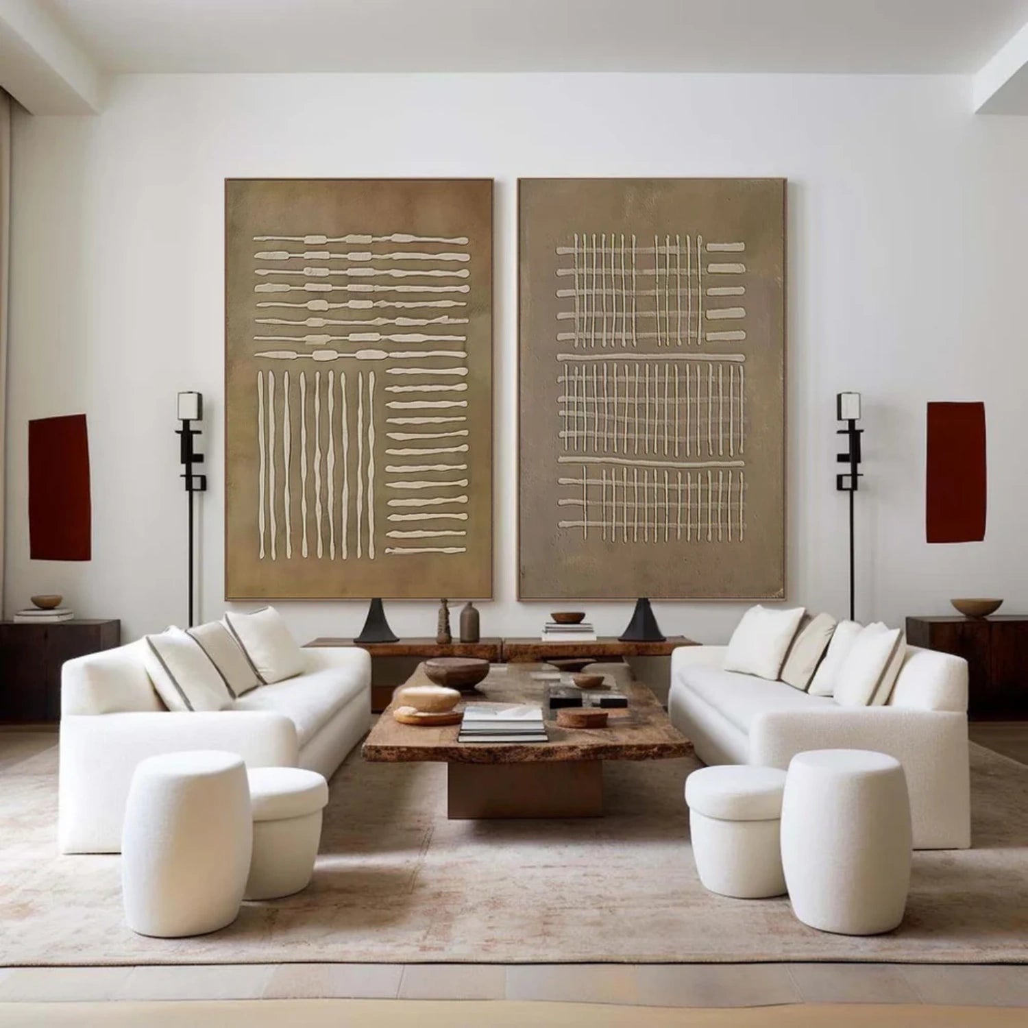 Beige & Brown Abstract Set of 2 #BB154