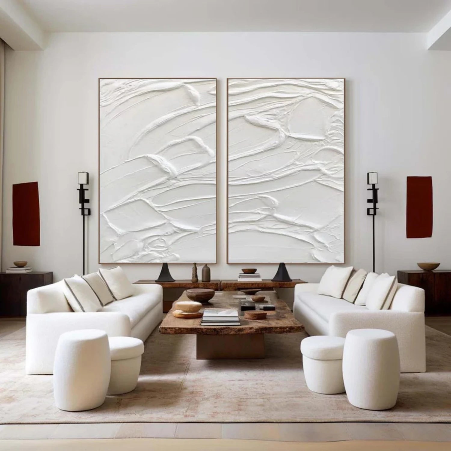 White Textured Painting Canvas Set of 2 #MM316
