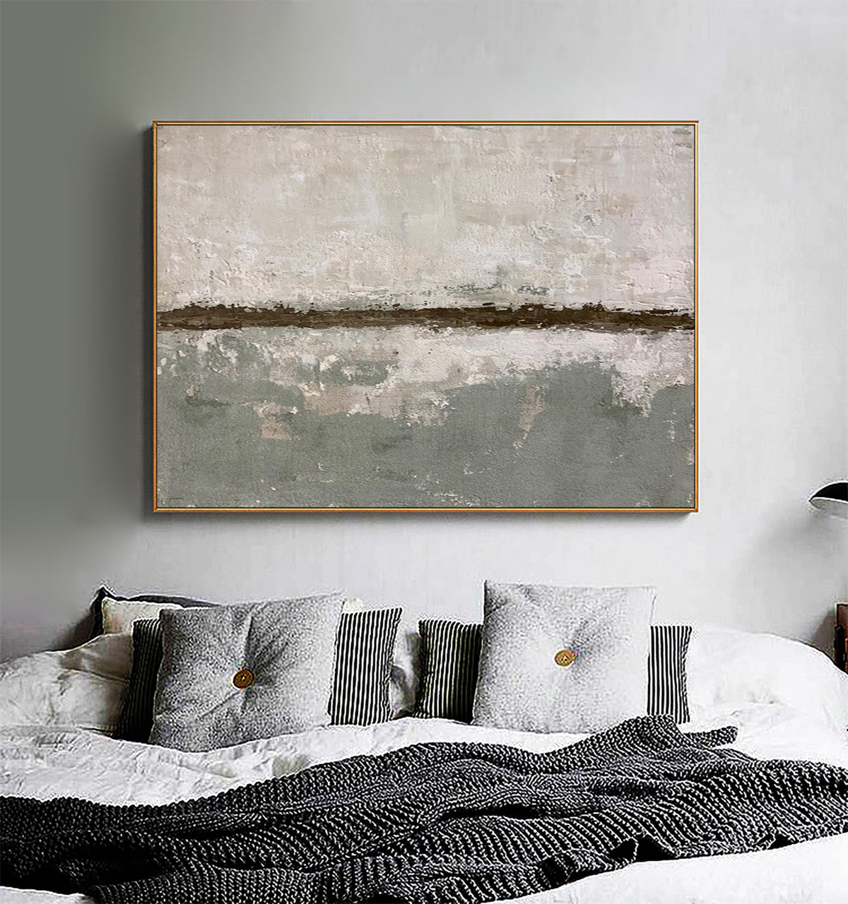 Wabi Sabi Black Beige Abstract Wall Decor Painting on Canvas #AB 049