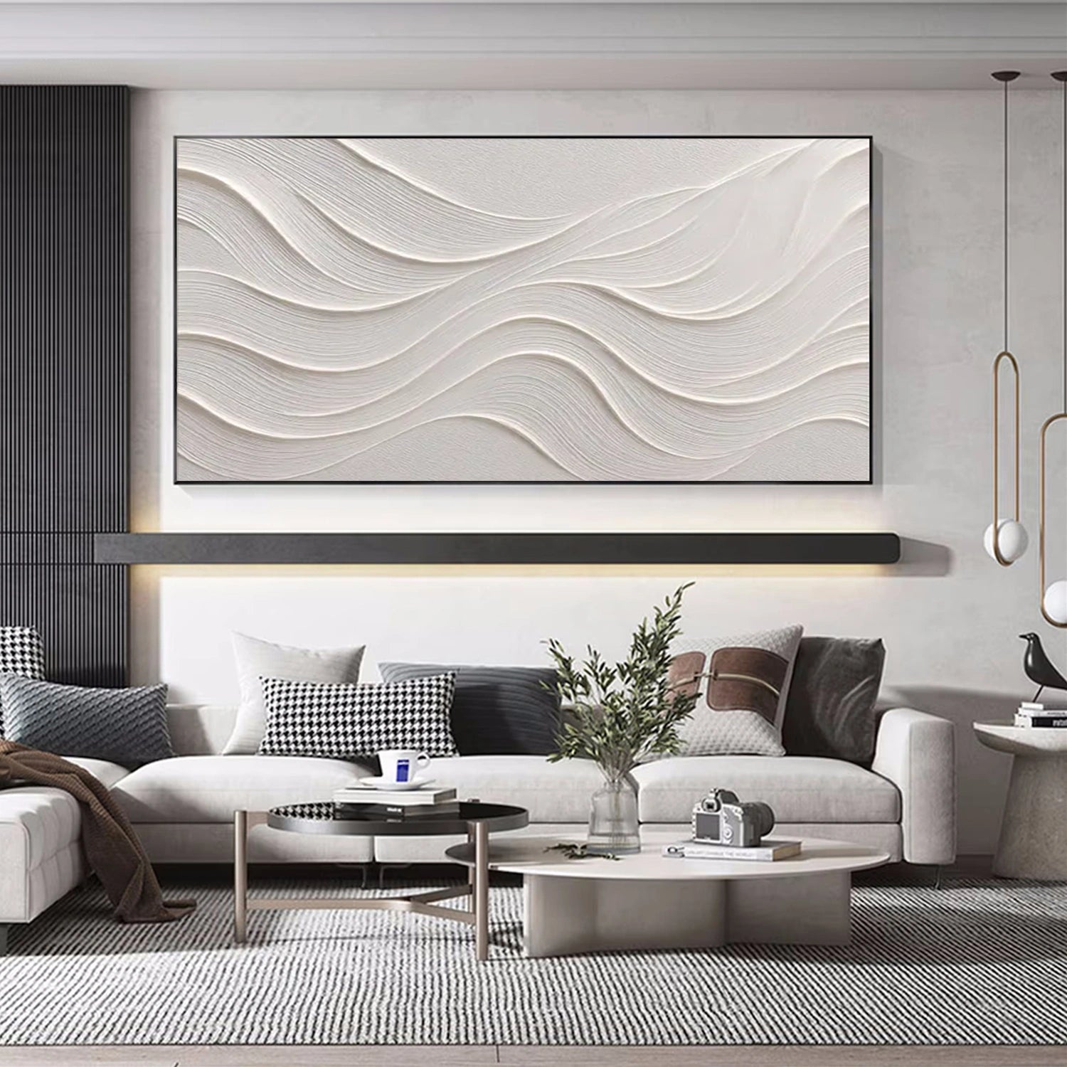 White Minimalist Textured Wall Art  #MM374