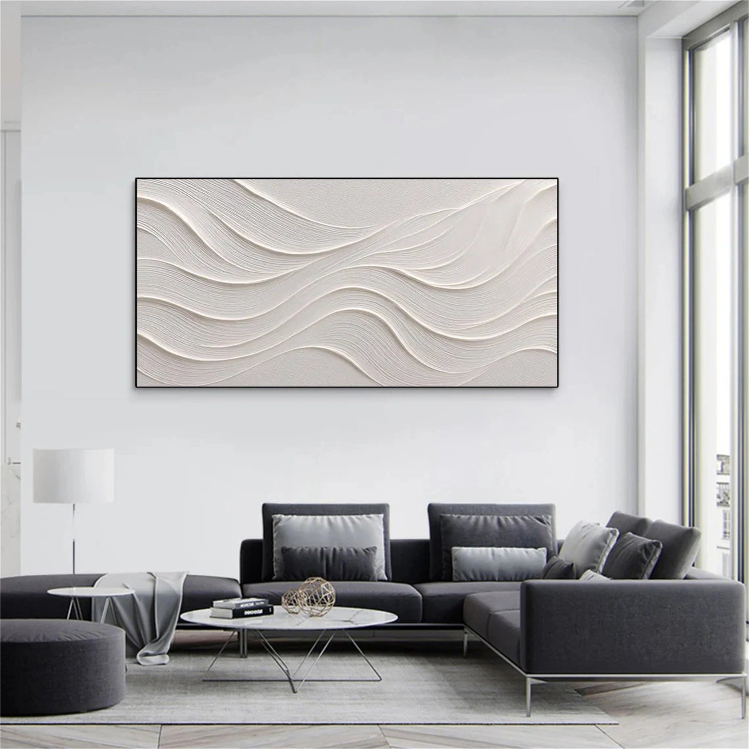 White Minimalist Textured Wall Art  #MM374
