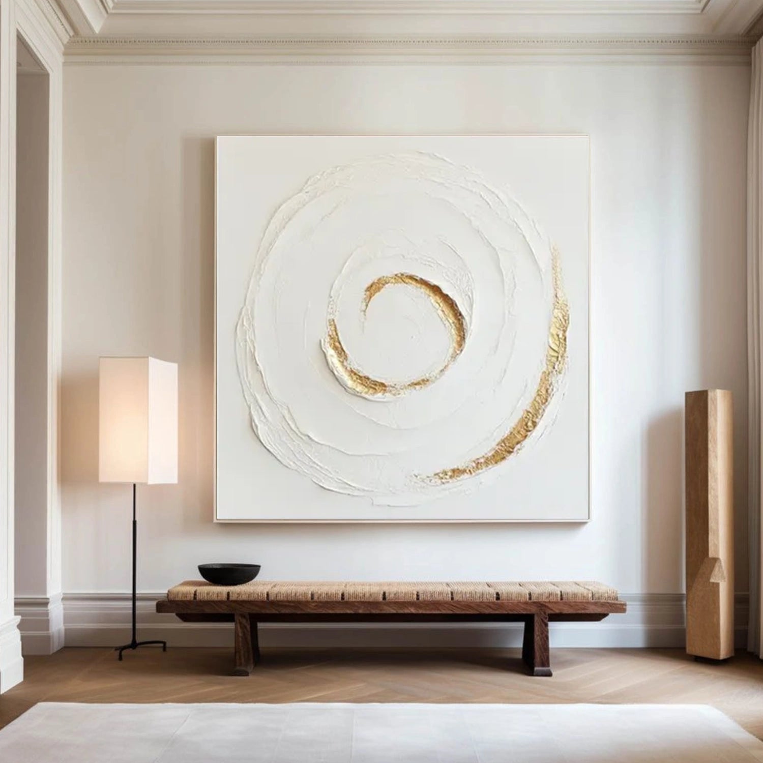 White Gold Minimalist Textured Wall Art #MM358