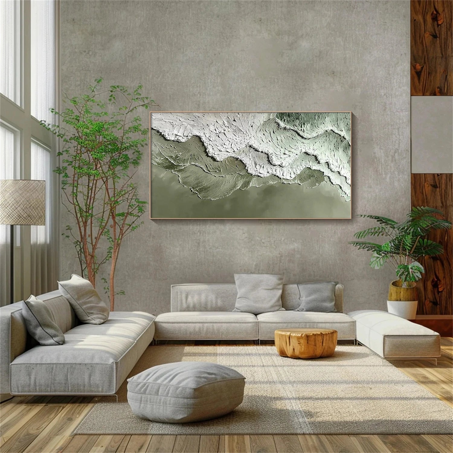 Ocean And Sky Abstract Textured Canvas Art #OS341