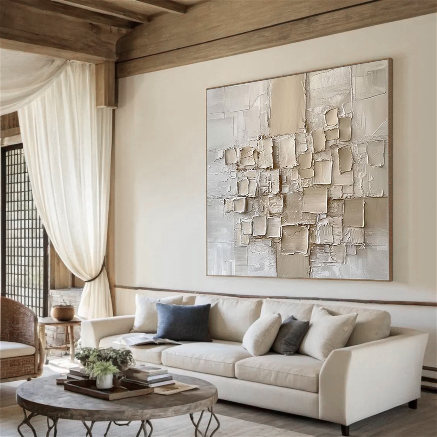 Beige Abstract Textured Wall Art #AB 554