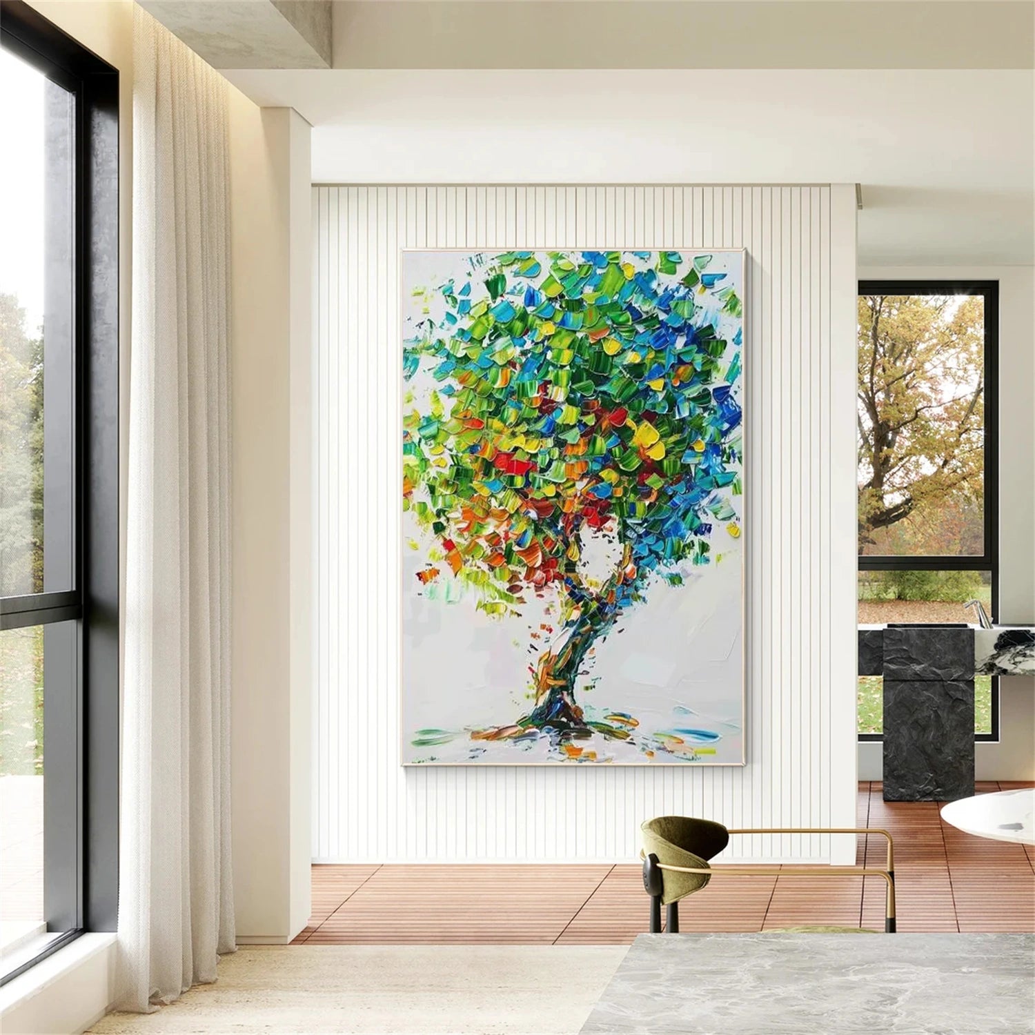 Flower & Tree Abstract Texture Canvas Art #FT 299