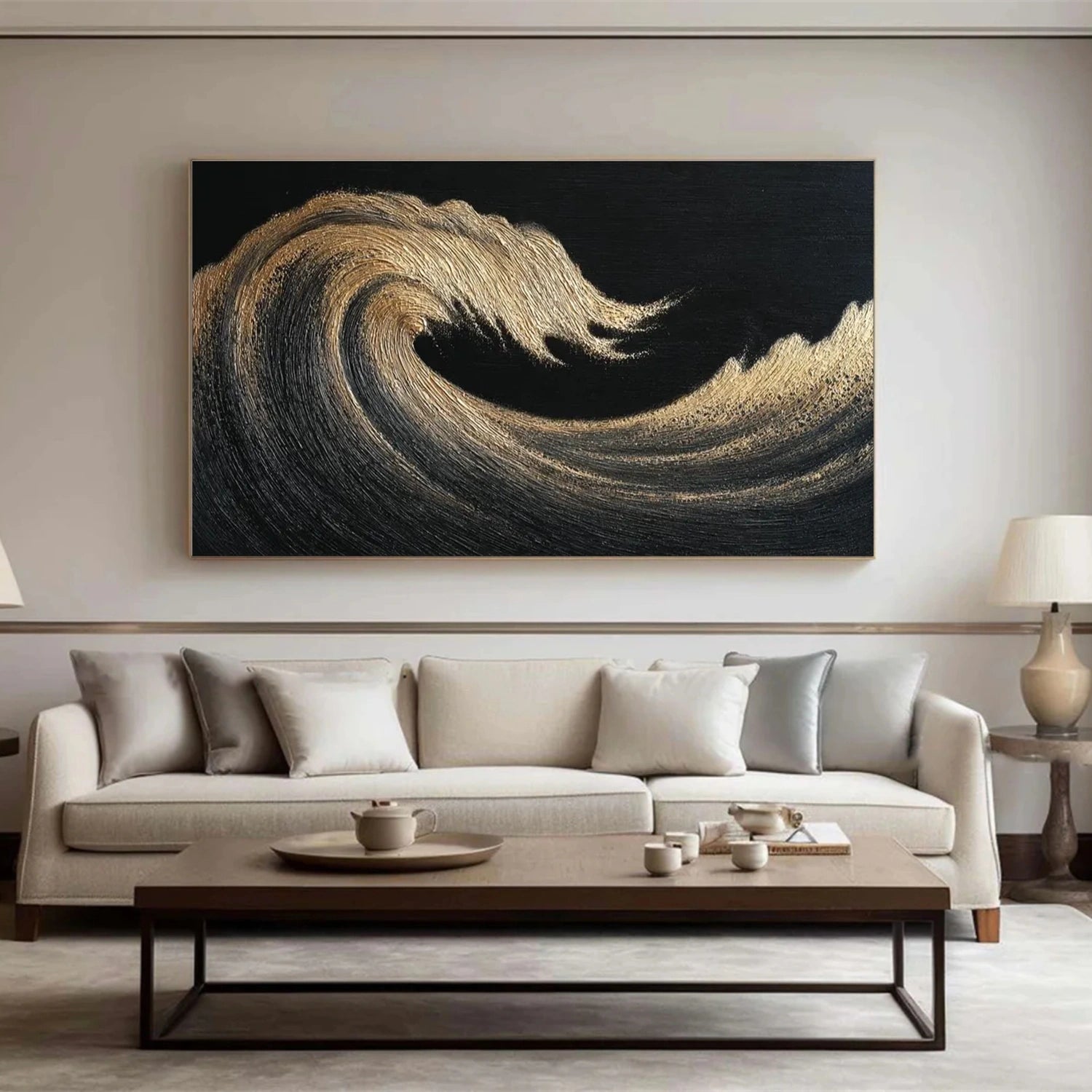 Ocean And Sky Abstract Textured Canvas Art #OS342