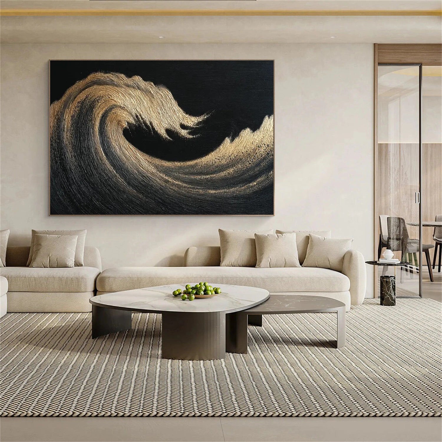 Ocean And Sky Abstract Textured Canvas Art #OS342