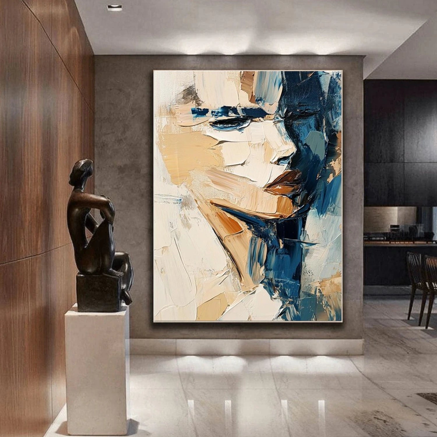 a textured portrait with raised swirls around a figure