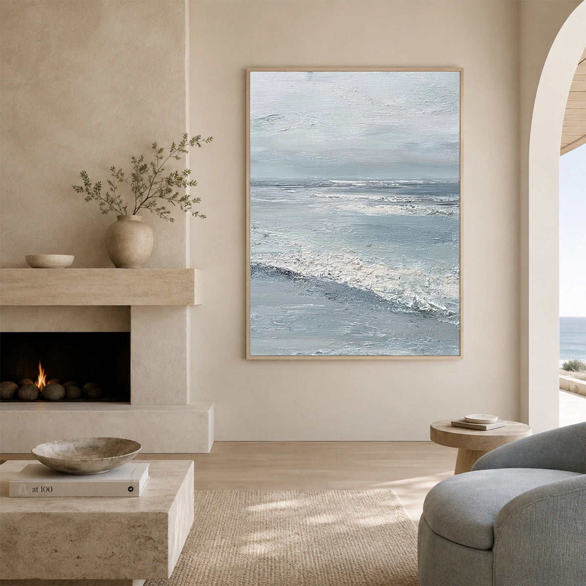 Ocean And Sky Abstract Texture Canvas Art #OS448