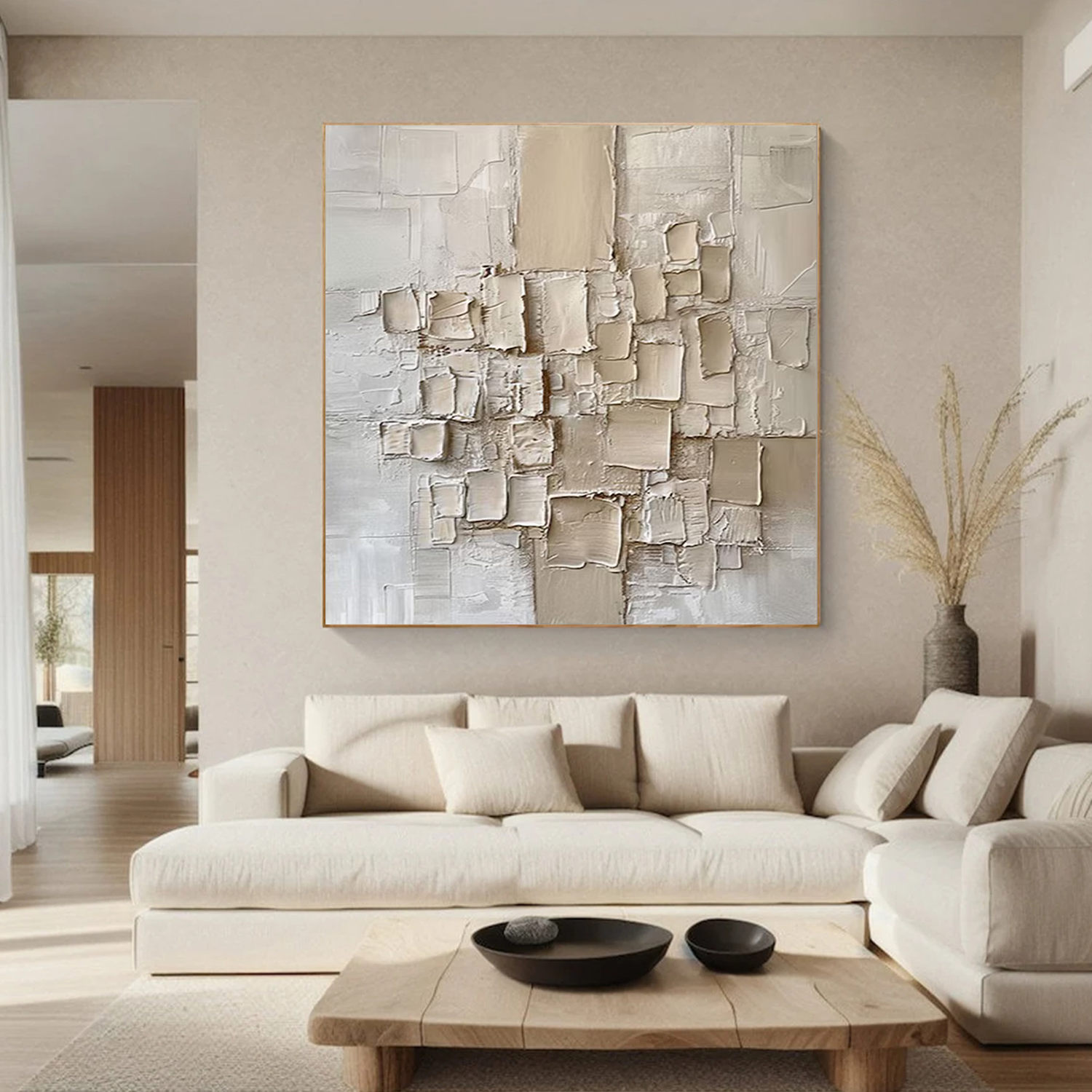 Beige Abstract Textured Wall Art #AB 554