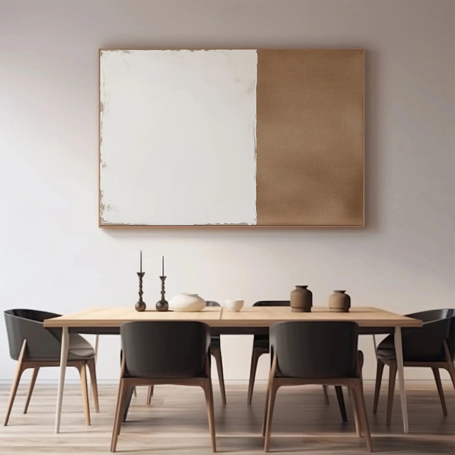 White & Brown Minimalist Texture Wall Art #MM364