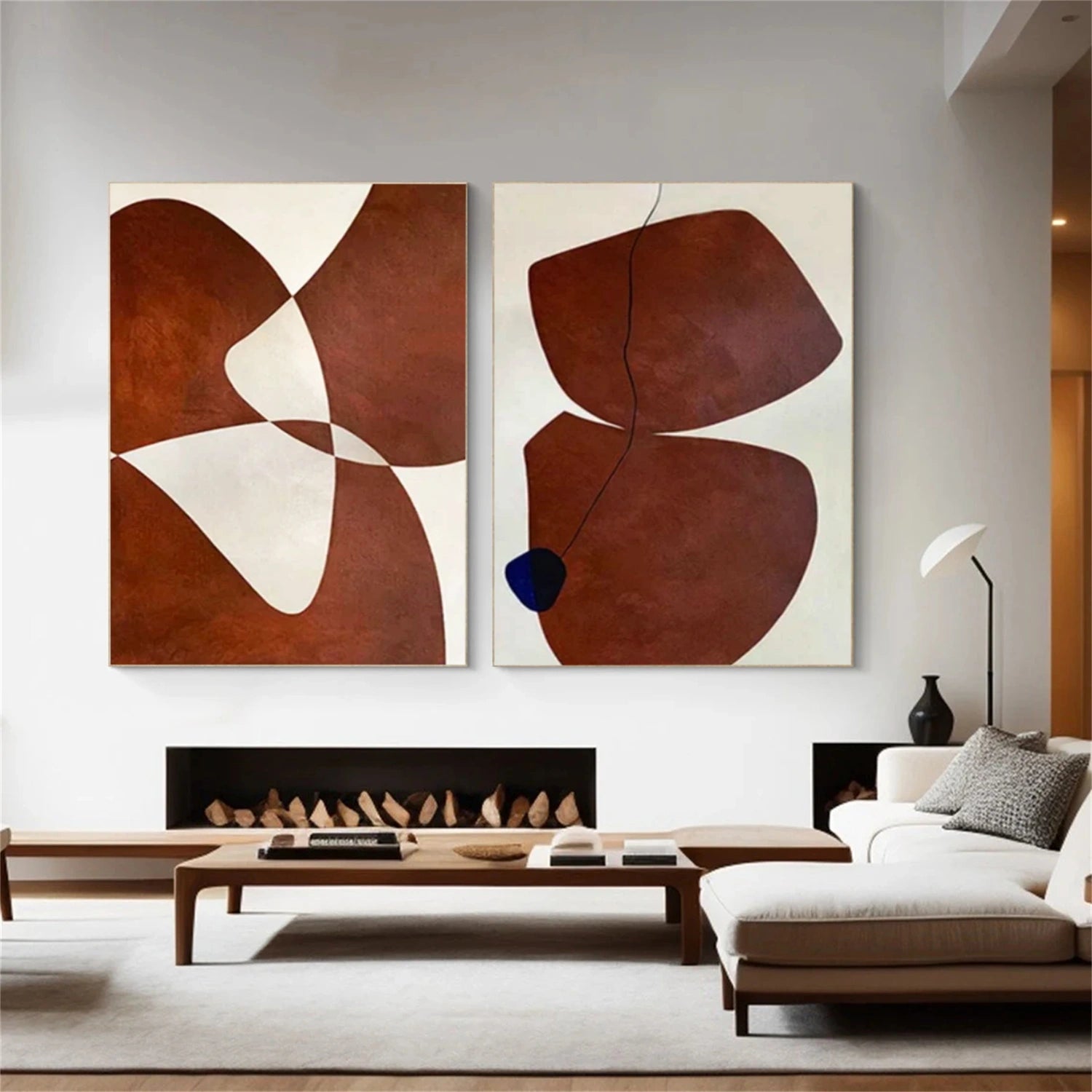 Beige & Brown Abstract Set of 2 #BB113