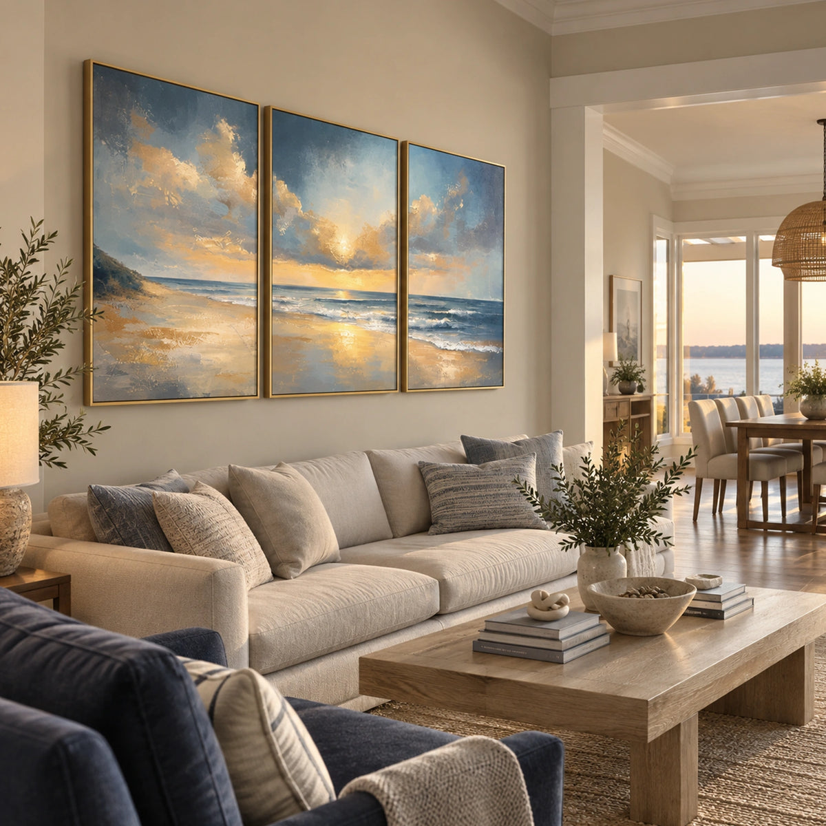 Ocean And Sky Abstract Canvas Art Set of 3 #OS479