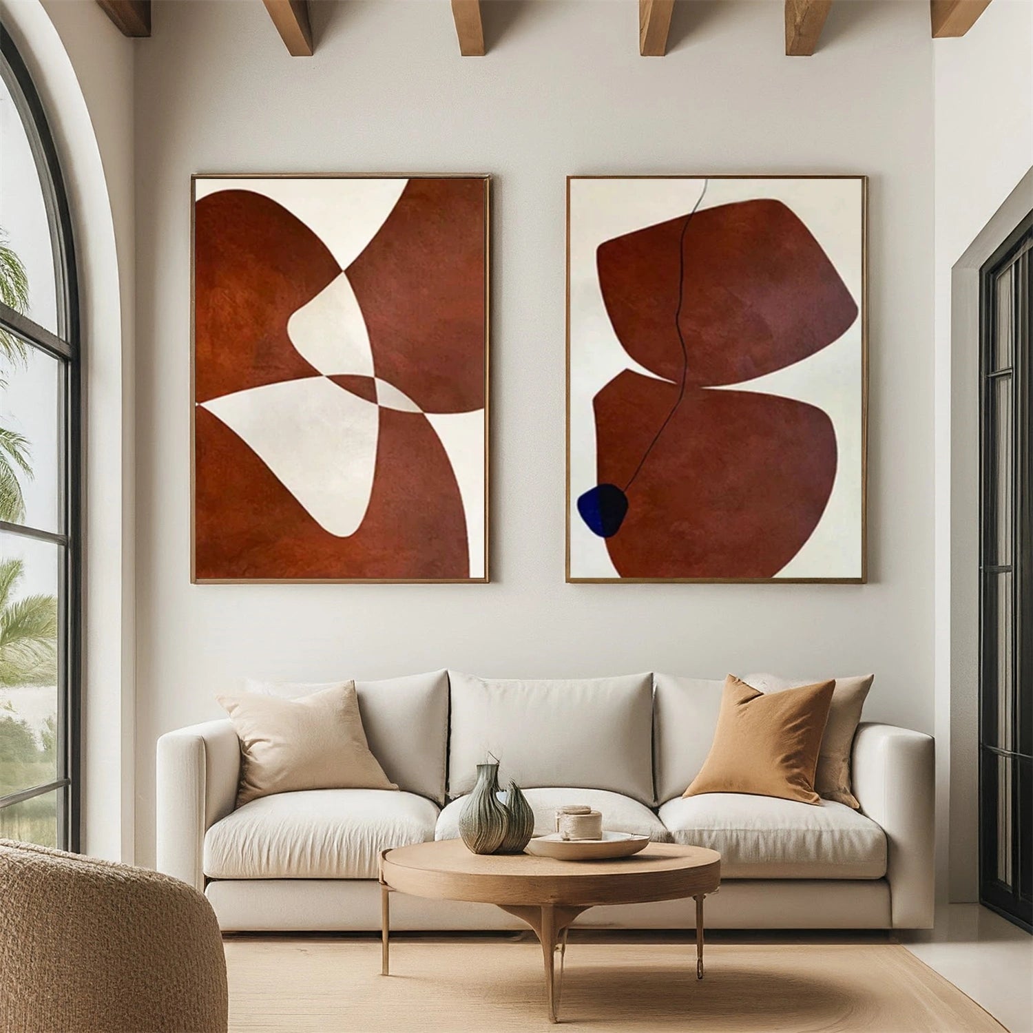 Beige & Brown Abstract Set of 2 #BB113