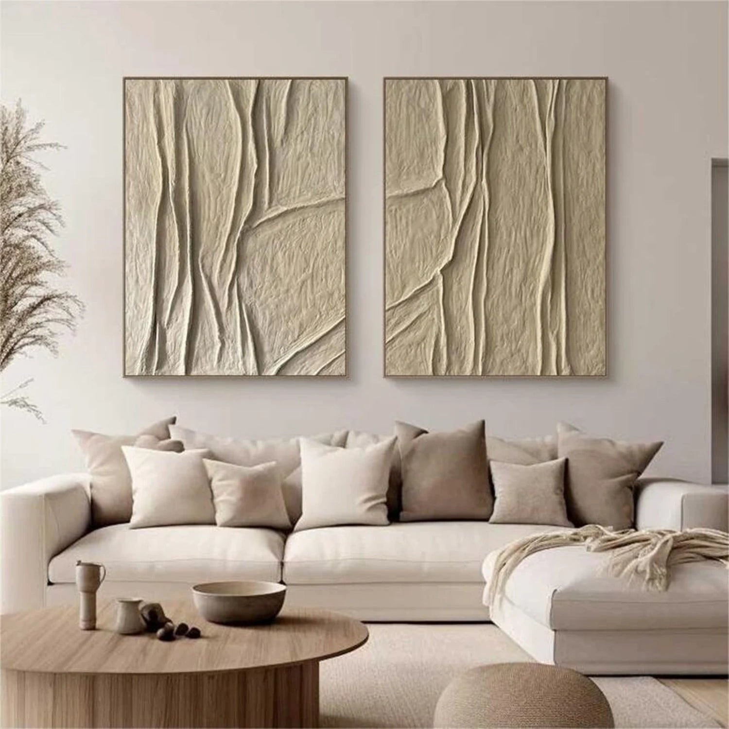 Beige & Brown Abstract Set of 2 #BB134